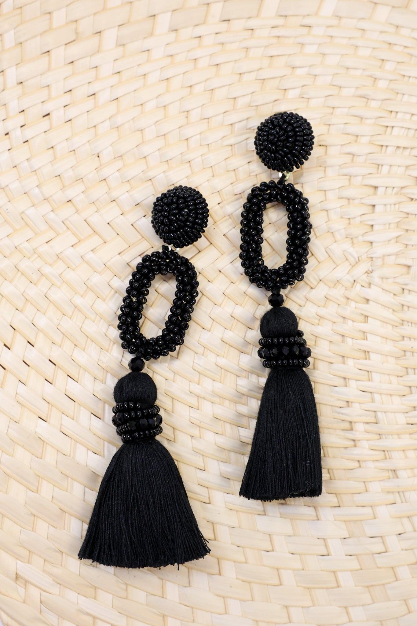 All For Fun Black Beaded Earrings Female Product Image