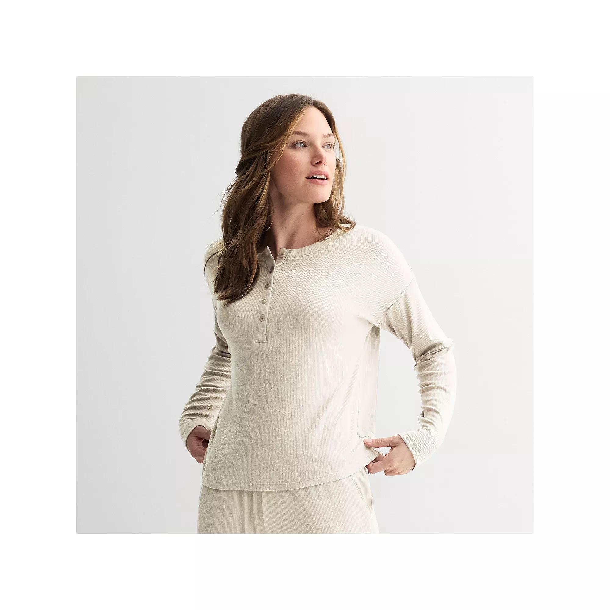 Women's Sonoma Goods For Life® Ribbed Long Sleeve Pajama Top,  Product Image