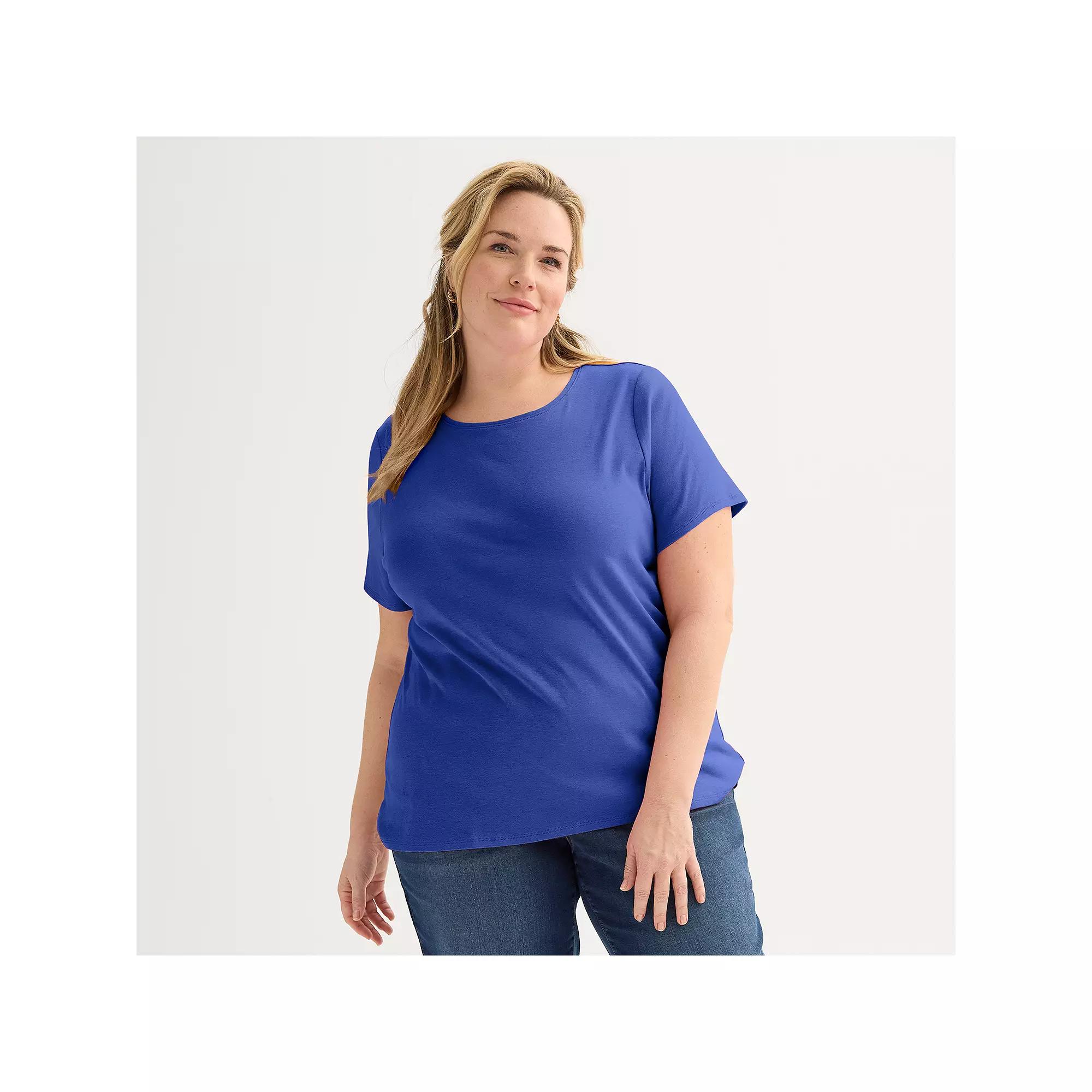 Plus Size Croft & Barrow® Essential Crewneck Top, Women's, Size: 1XL, Cassidy Purple Product Image