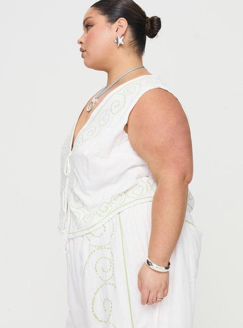 Kindred Tie Top White / Green Curve Product Image