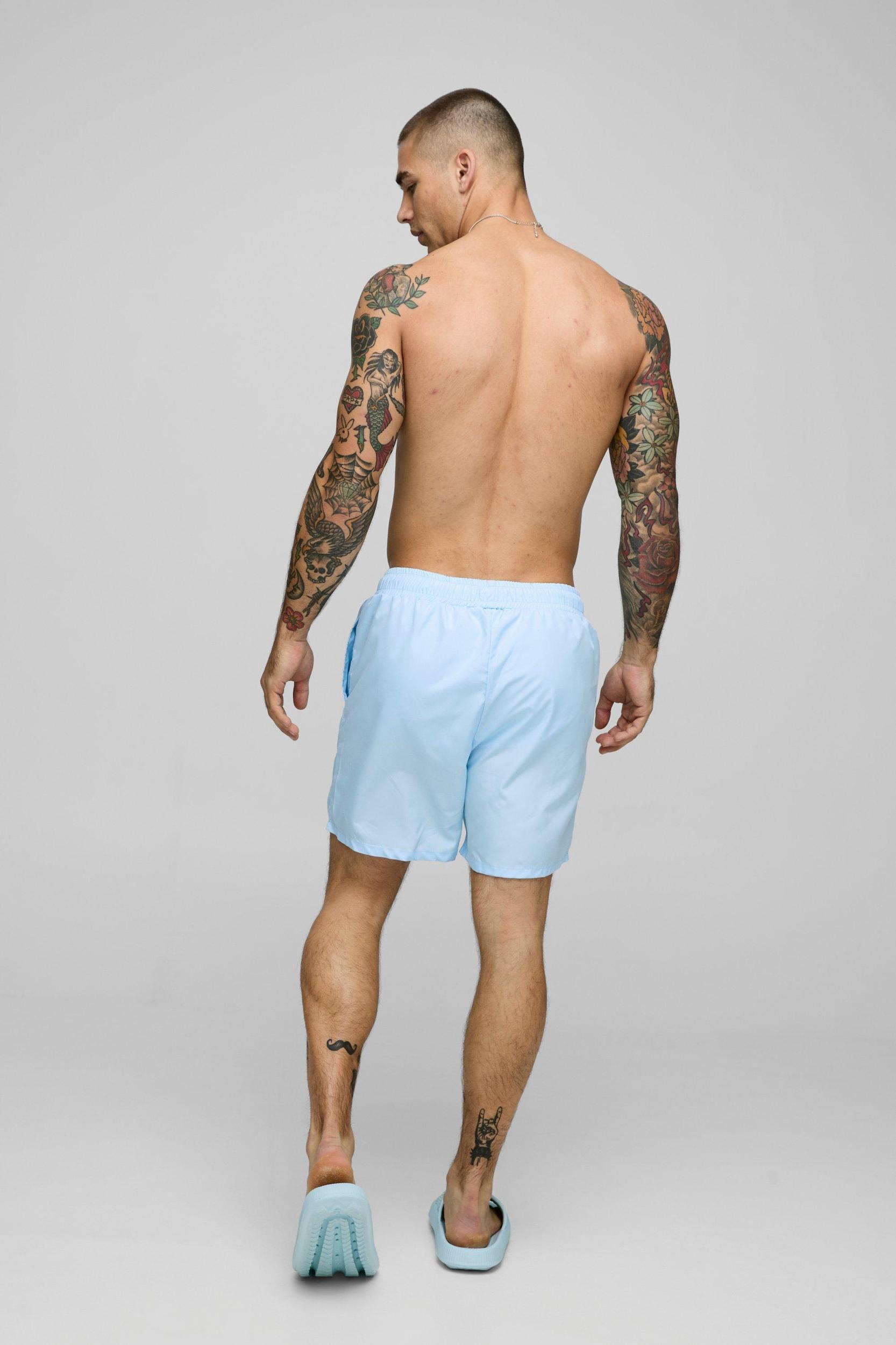 Mid Length Panelled Swim Short | boohooMAN USA Product Image