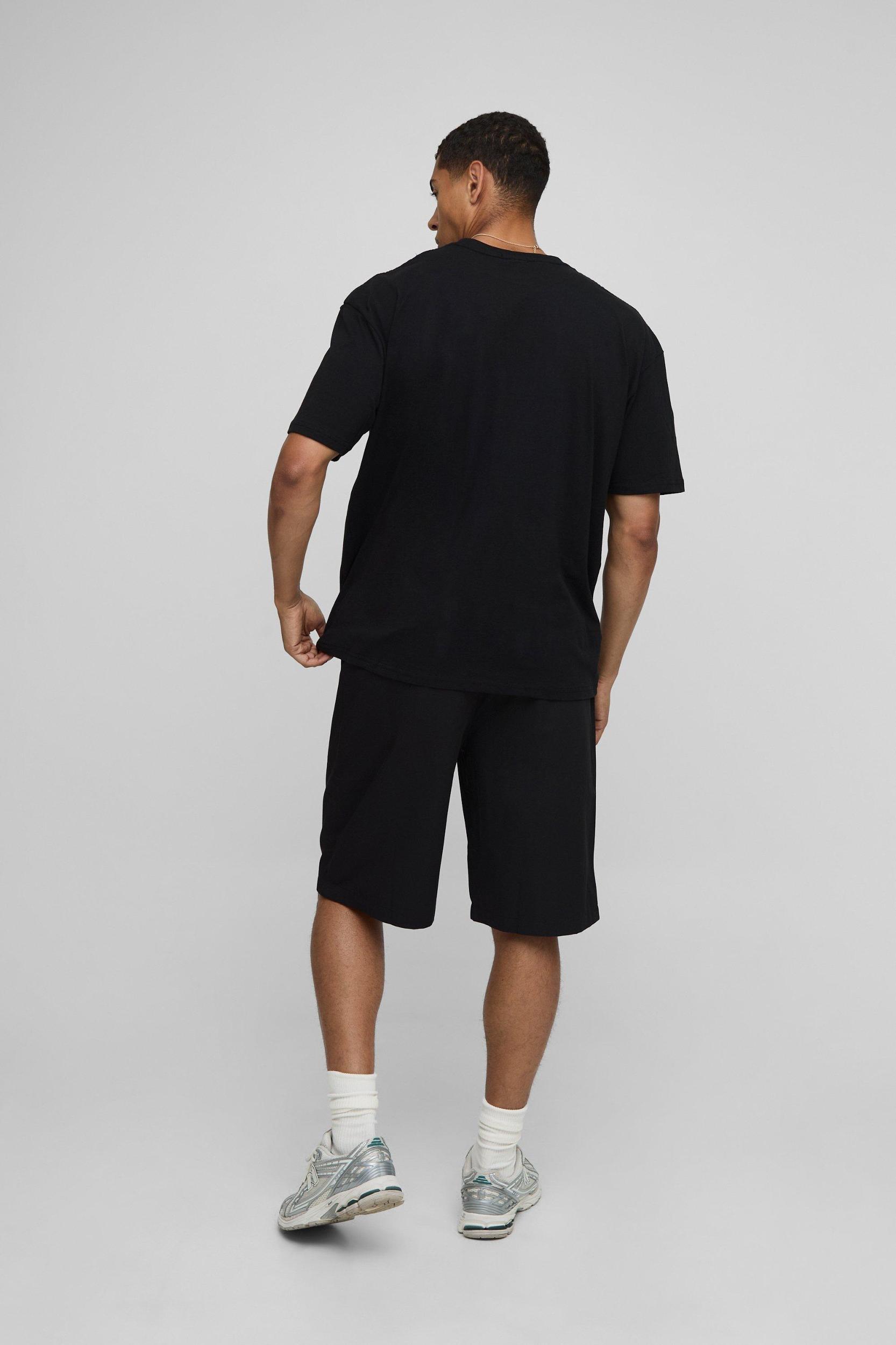 Oversized MAN Script Embroidered Basic Crew Neck T-Shirt | boohooMAN USA Product Image