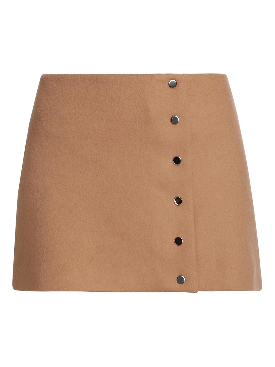 Womens May Wool-Blend Faux-Wrap Miniskirt Product Image
