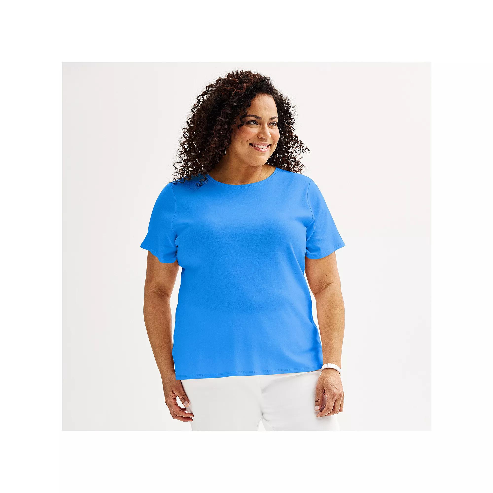 Plus Size Croft & Barrow® Essential Crewneck Top, Women's, Size: 4XL, Valen River Product Image