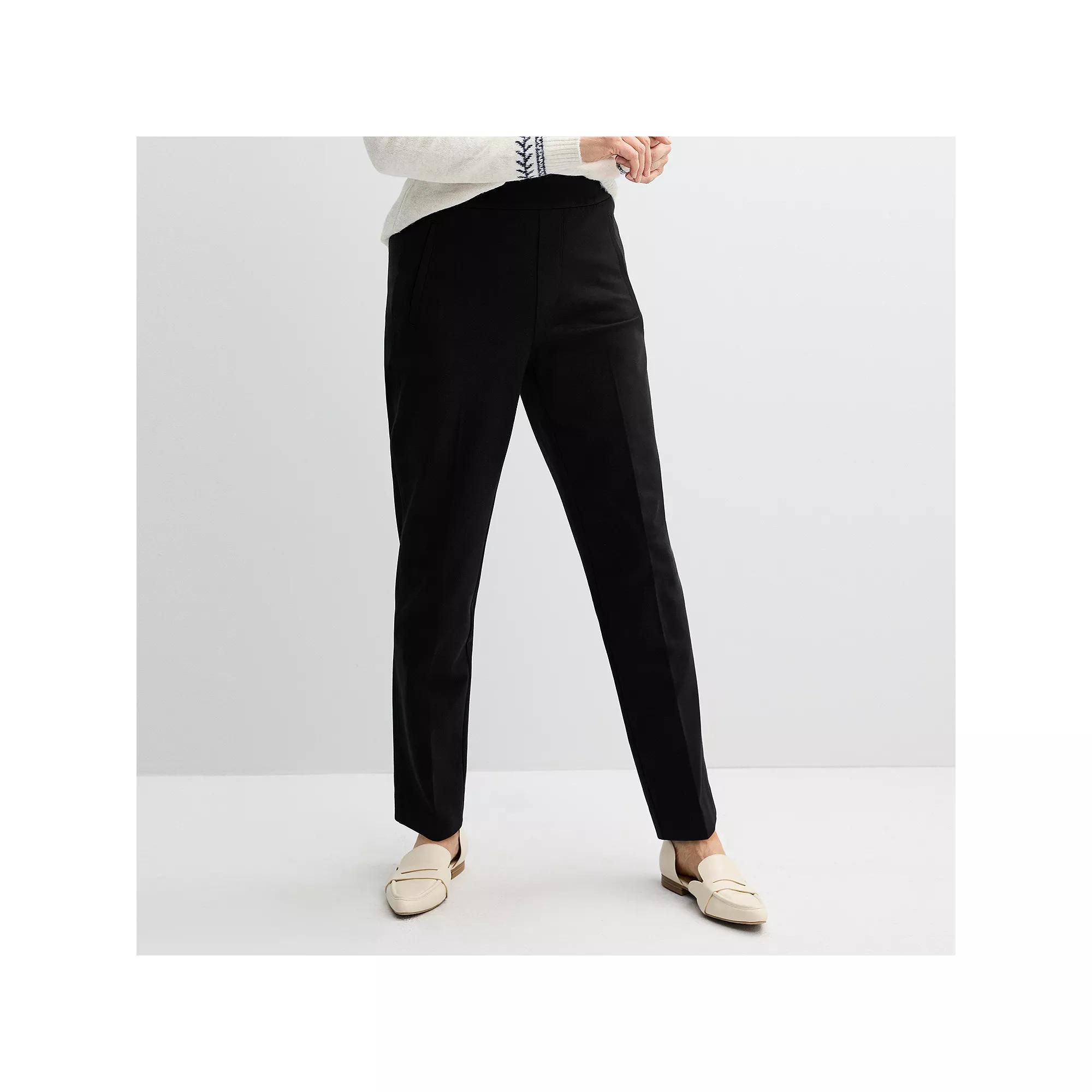 Women's Croft & Barrow® Ponte Classic Straight Pants, Size: Small, Mineral Black Product Image