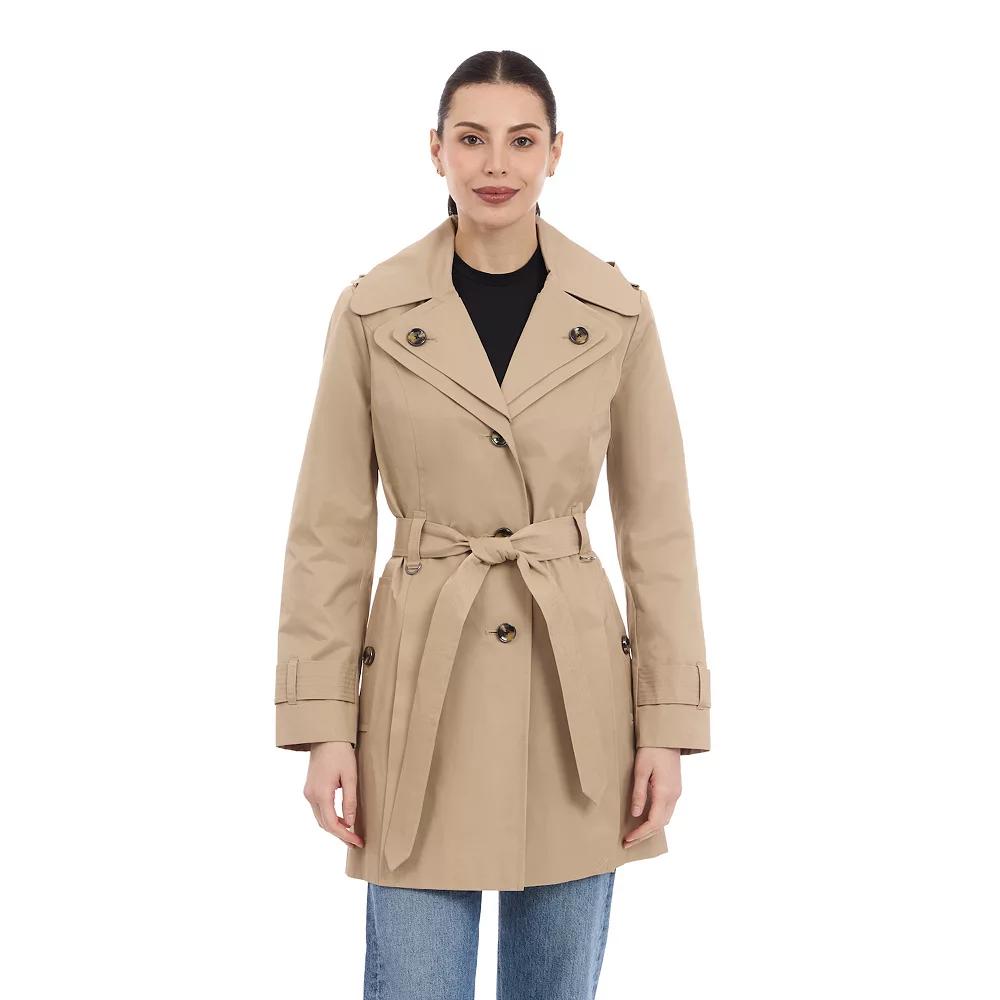 Women's London Fog Double-Lapel Removable Hood Belted Trench Coat,  Product Image