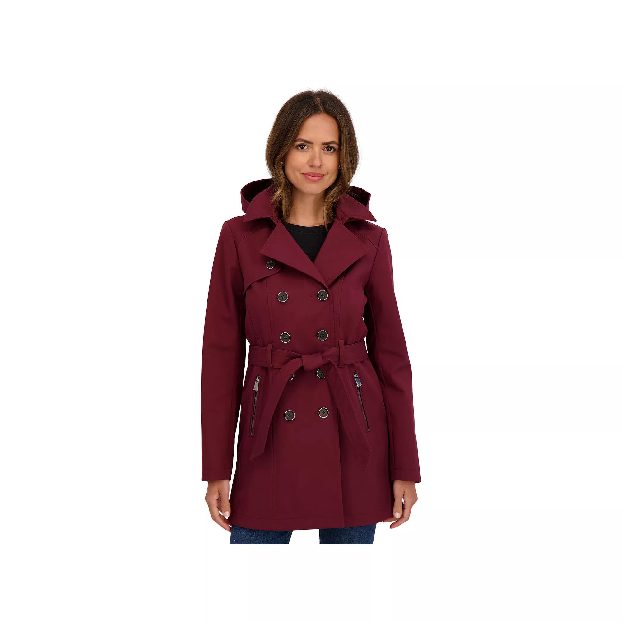 Women's Sebby Collection Double Breasted Softshell Trench Coat,  Product Image
