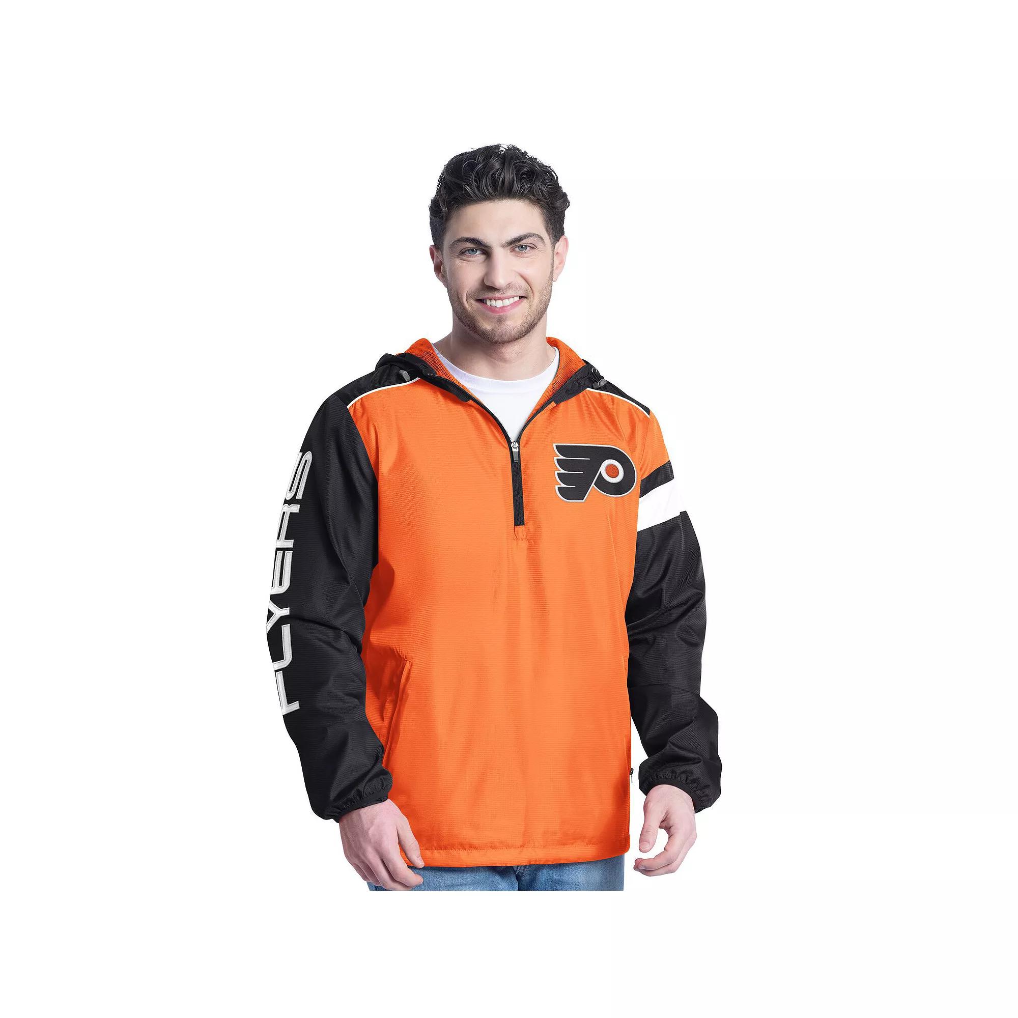 Men's G-III Sports by Carl Banks Orange/Black Philadelphia Flyers Lateral Half-Zip Hoodie Jacket,  Product Image