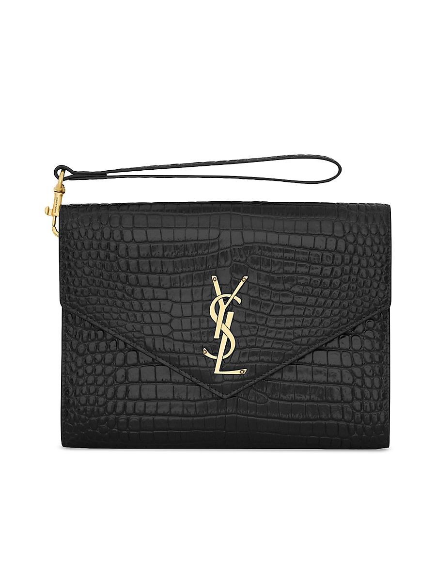 Womens Cassandre Flap Pouch in Crocodile-Embossed Shiny Leather Product Image