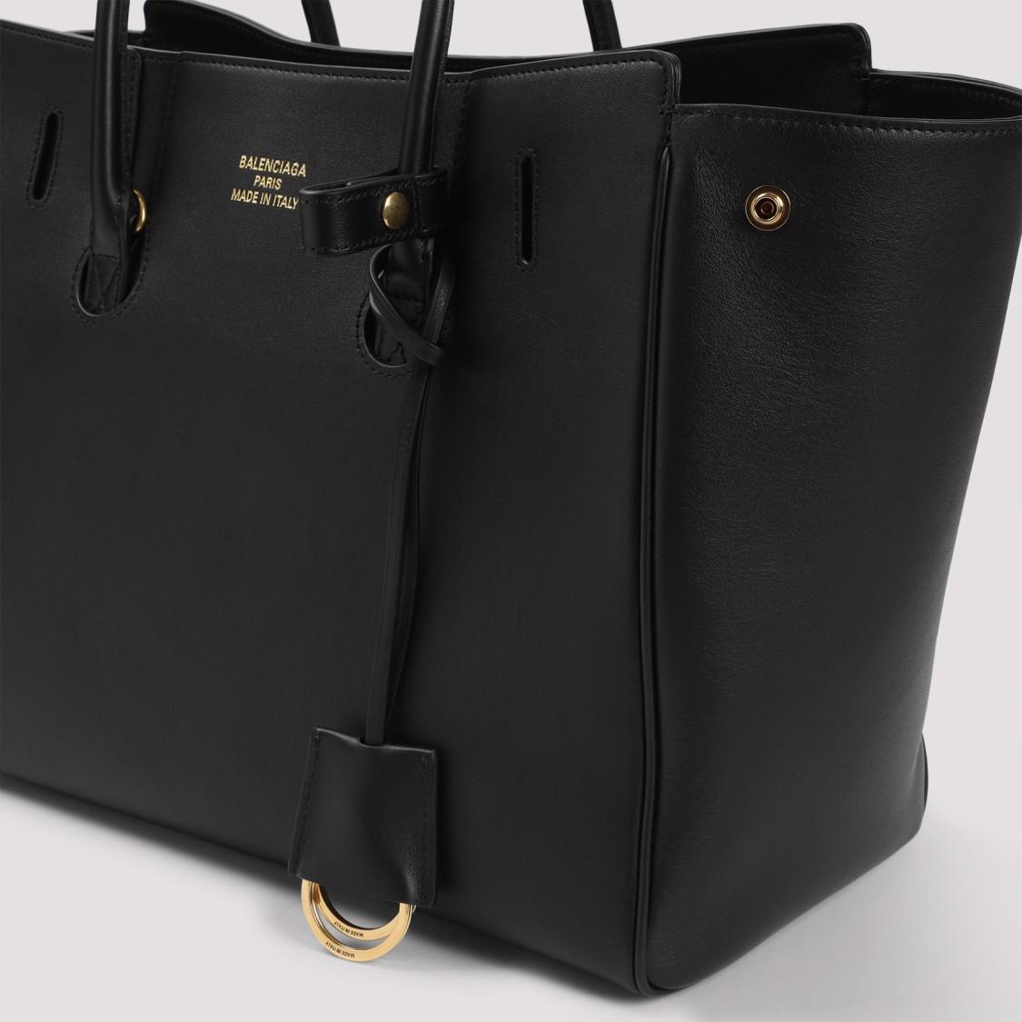 BALENCIAGA Women Black Leather Mini Carry All Hampton Shopping Bag Product Image