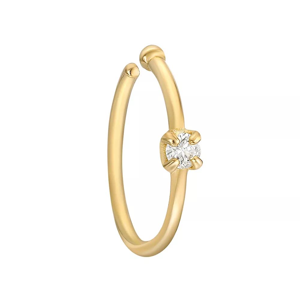 Lila Moon 14k Gold 1.7 mm Diamond Accent Open Hoop Nose Ring, Women's Product Image