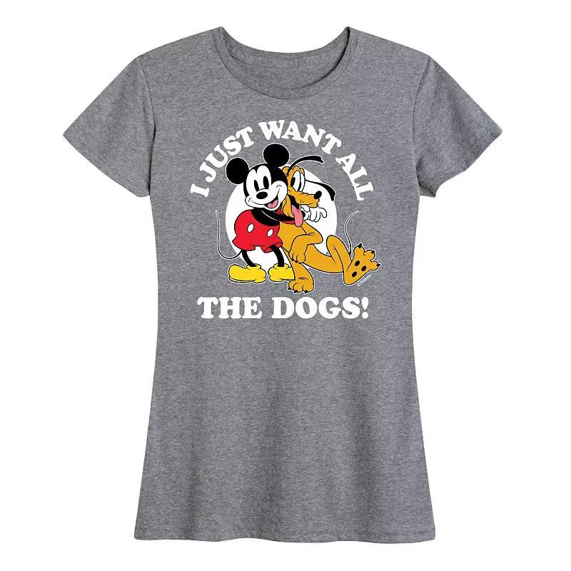 Disney's Mickey Mouse & Pluto Women's Just Want All Dogs Graphic Tee,  Product Image