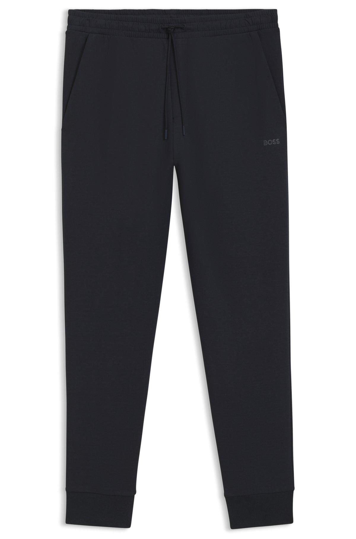 BOSS - Stretch-cotton tracksuit bottoms with logo print - Dark Blue Product Image