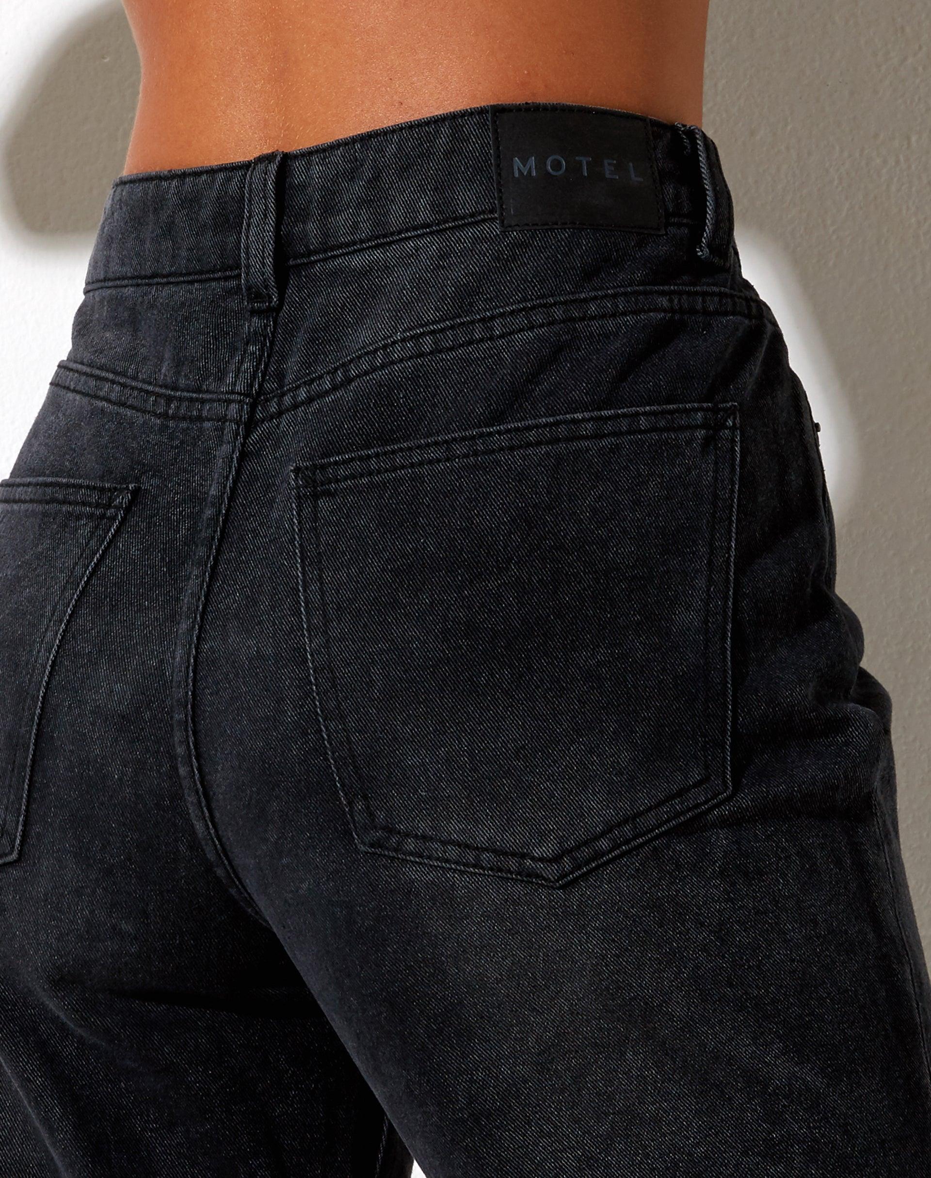 Relaxed Bootleg Jeans in Black Grunge Product Image