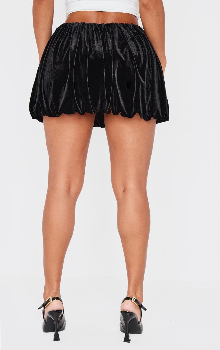 Shape Black Velour Puff Ball Mini Skirt Product Image