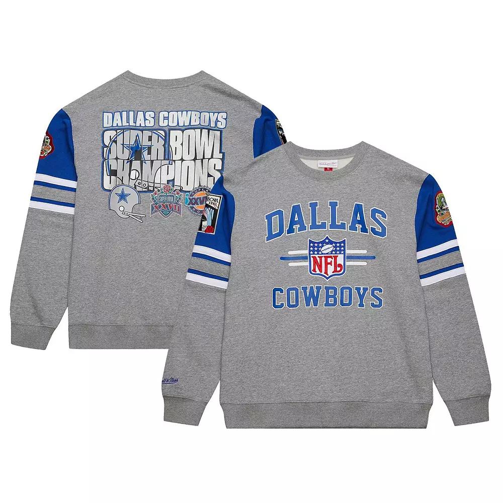 Men's Mitchell & Ness Heather Gray Dallas Cowboys Vintage Logo Pullover Sweatshirt,  Product Image
