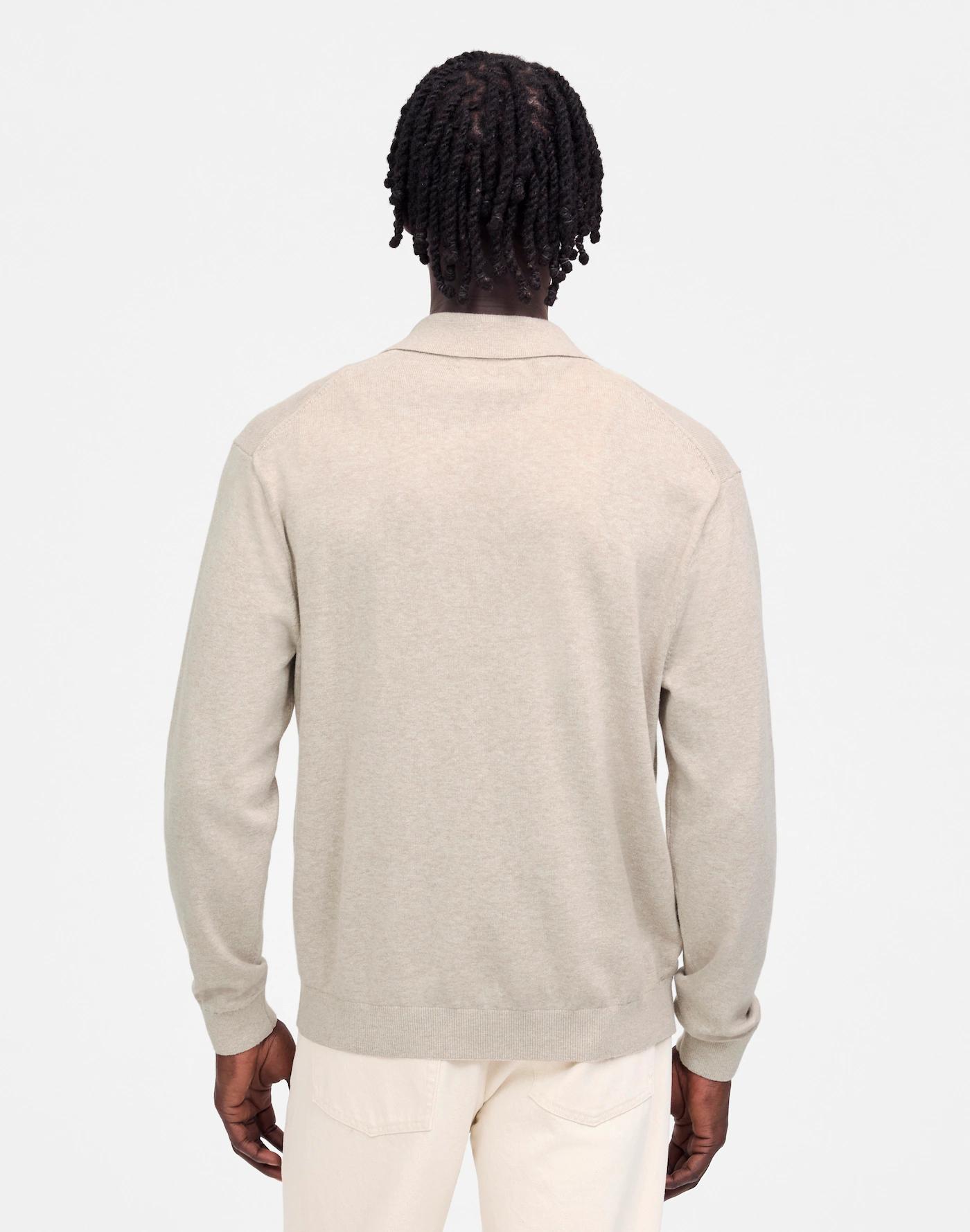 Button-Up Sweater Polo in Lightweight Cotton-Linen Blend Product Image