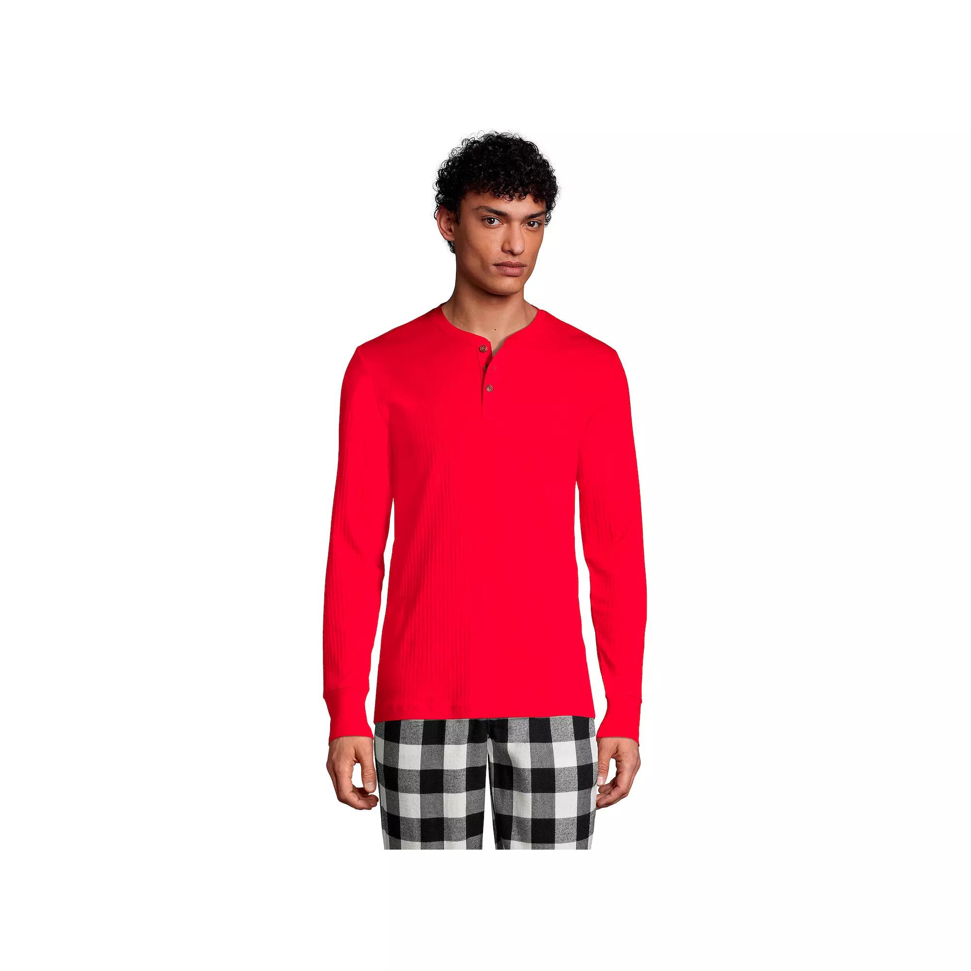 Big & Tall Lands' End Knit Ribbed Pajama Henley, Men's,  Product Image