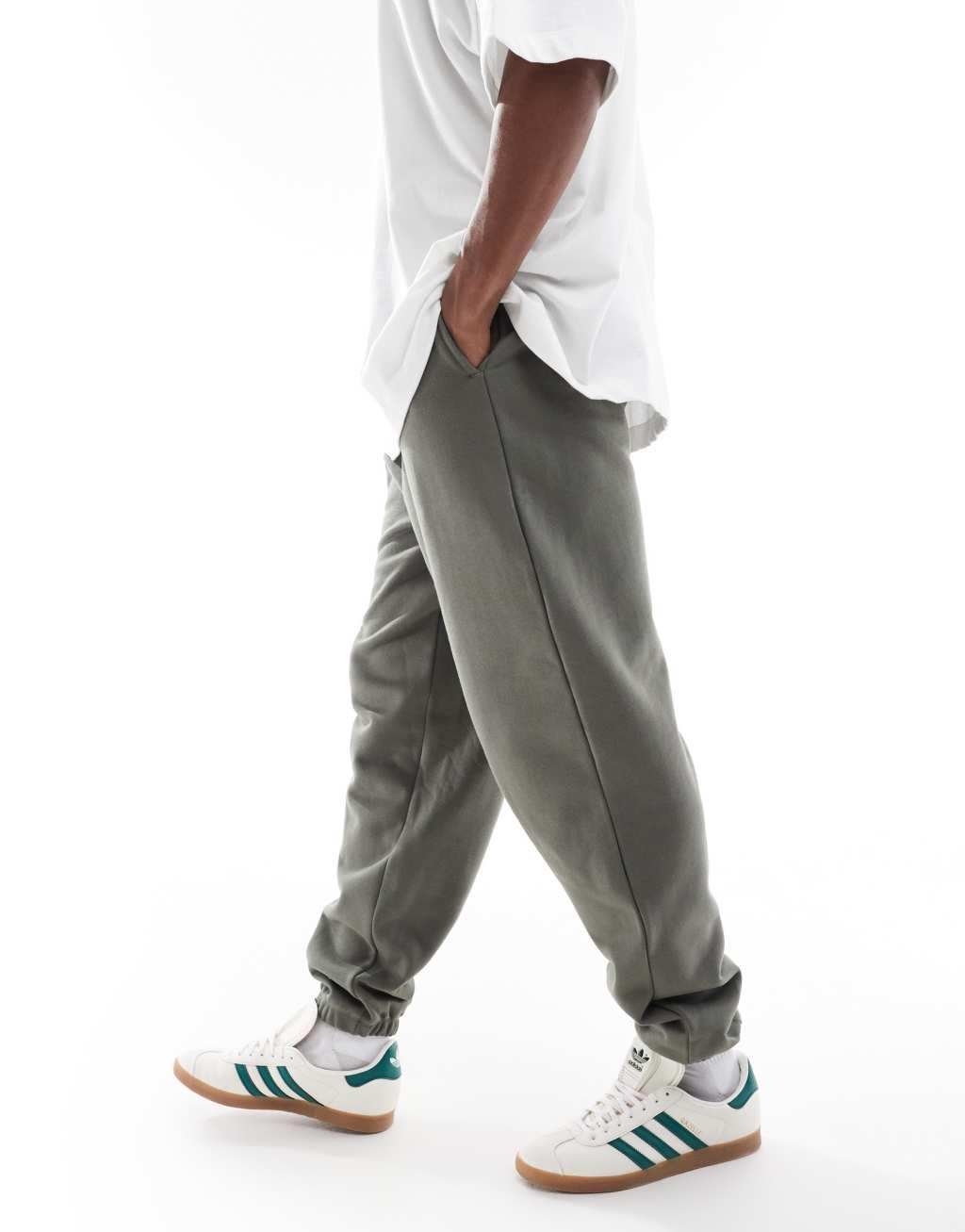 ASOS DESIGN premium heavyweight oversized sweatpants 400gsm in khaki  Product Image