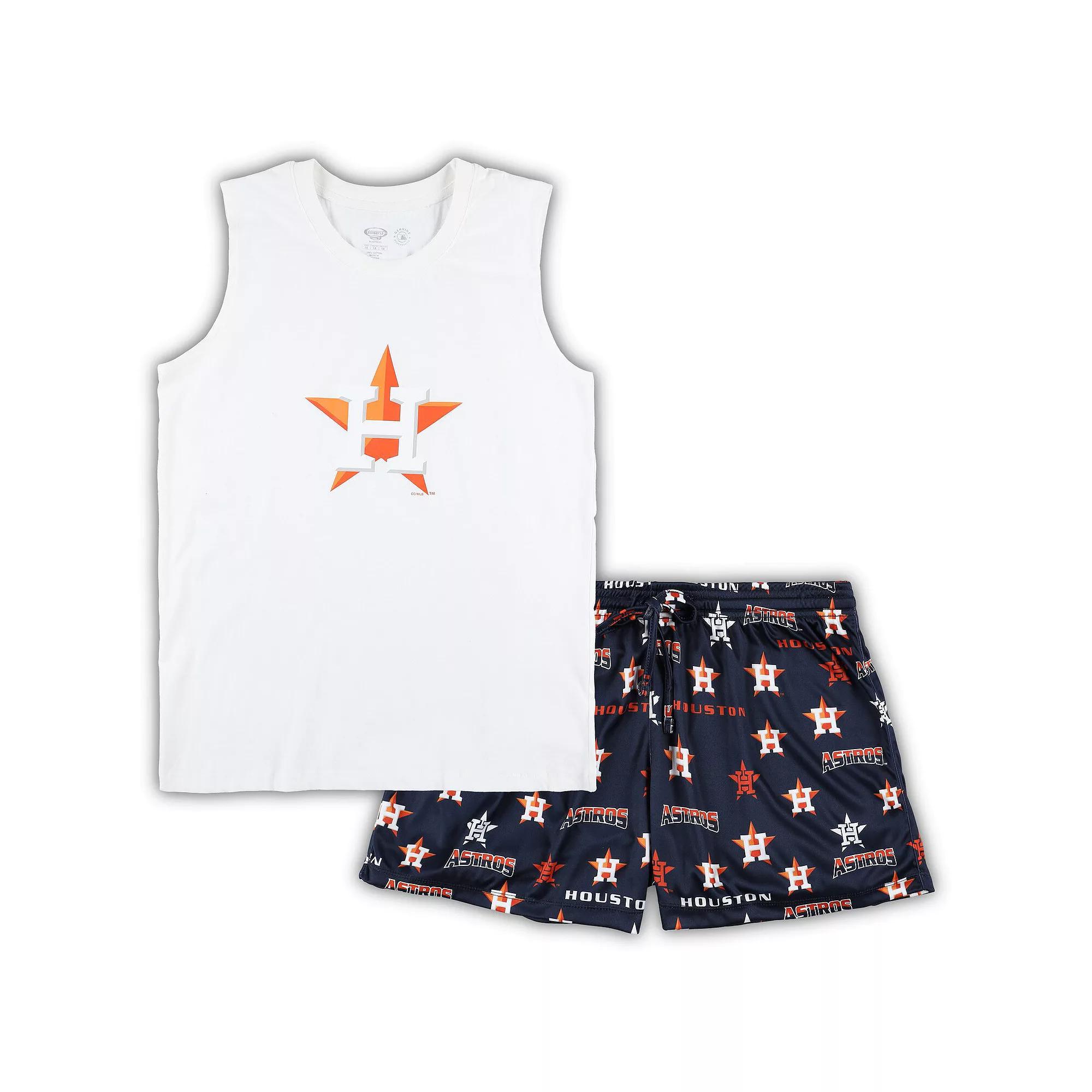 Women's Concepts Sport White/Navy Houston Astros Plus Size Tank Top & Shorts Sleep Set, Size: 2XL Product Image