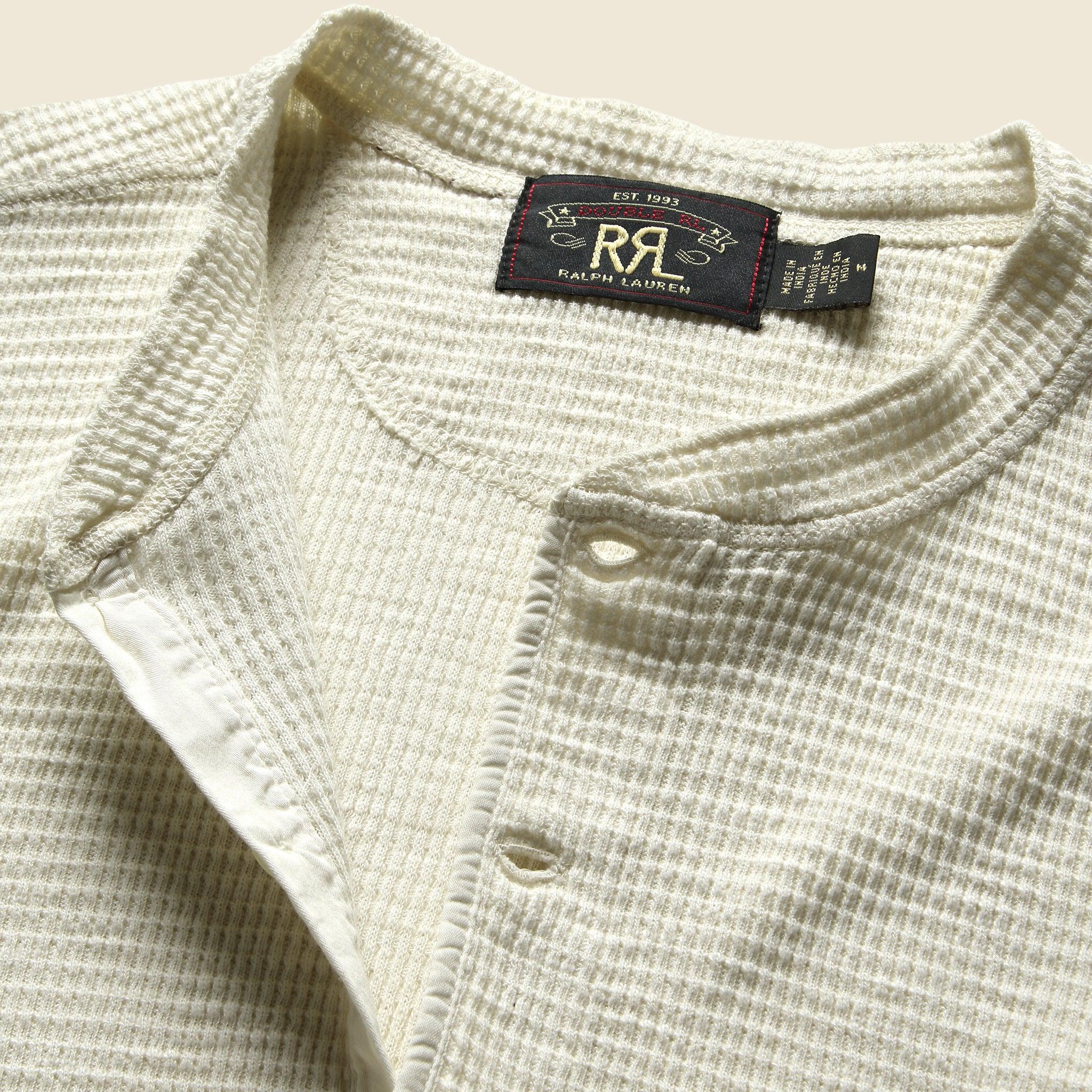 Waffle-Knit Henley - Paper White Product Image