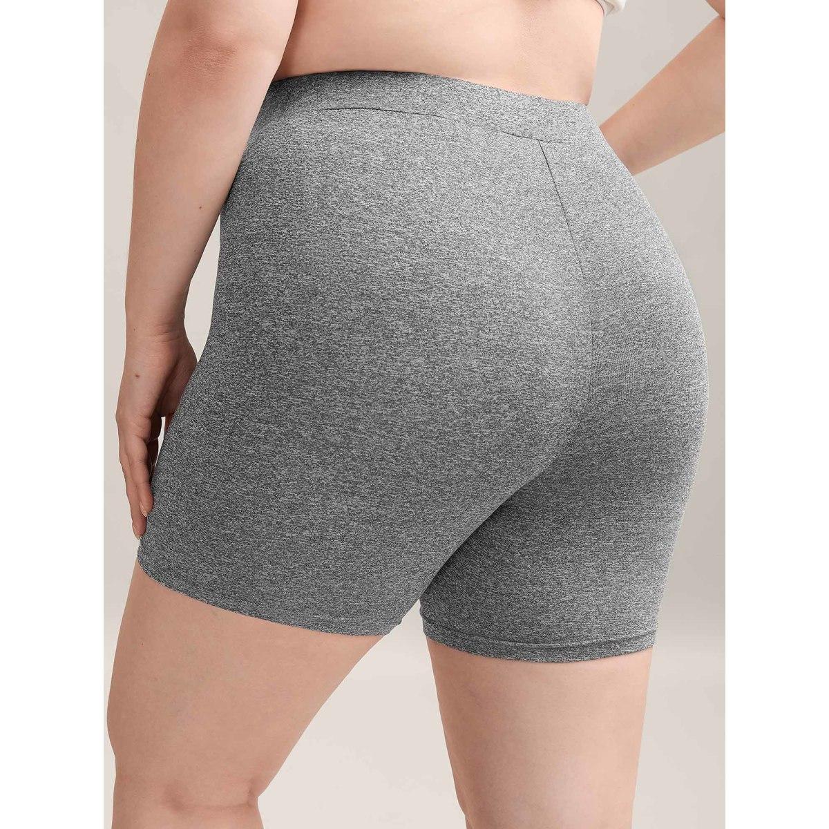 Plus Size Supersoft Heather Stretchy Skinny-Fit Shorts Women DarkGray Leisure Skinny Casual Shorts BloomChic 28/5X Product Image