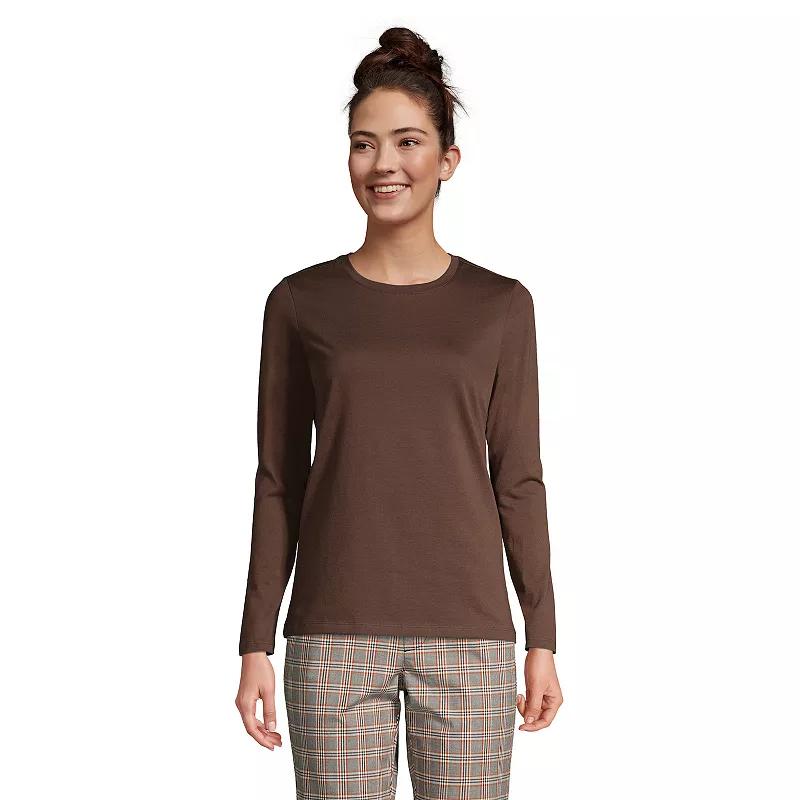 Petite Lands' End Relaxed-Fit Supima Long Sleeve Cotton Crewneck Tee, Women's,  Product Image