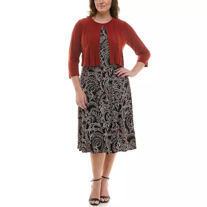 Women's Danny & Nicole 2-pc. Cardigan & Patterned Dress Set,  Product Image
