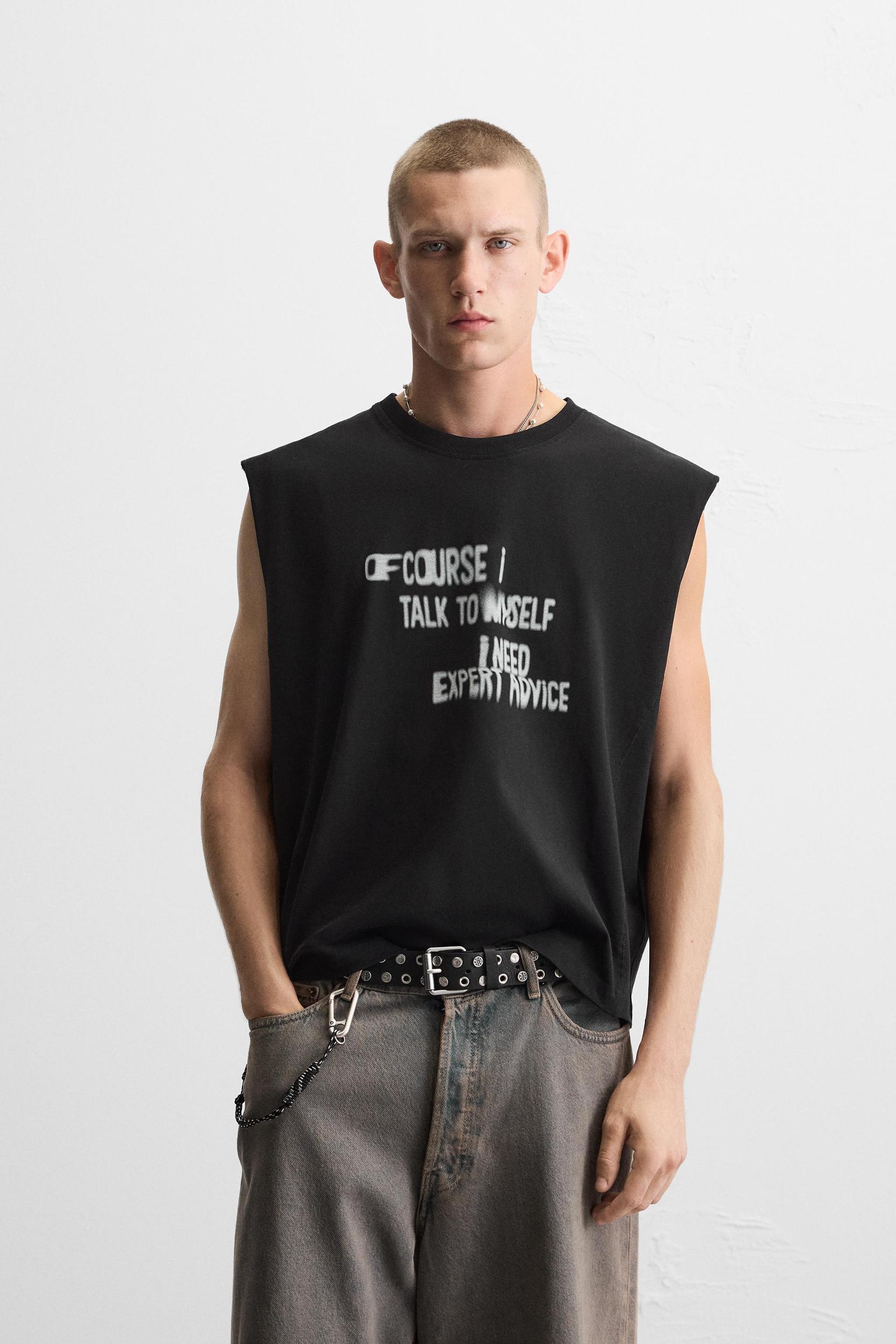 TEXT PRINT TANK T-SHIRT Product Image