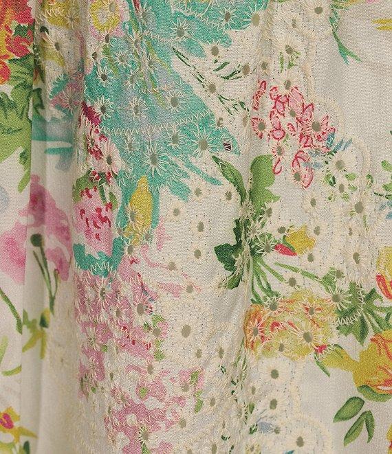 J.Marie Maggie Floral Lace Split V-Neck Long Sleeve Shift Dress Product Image