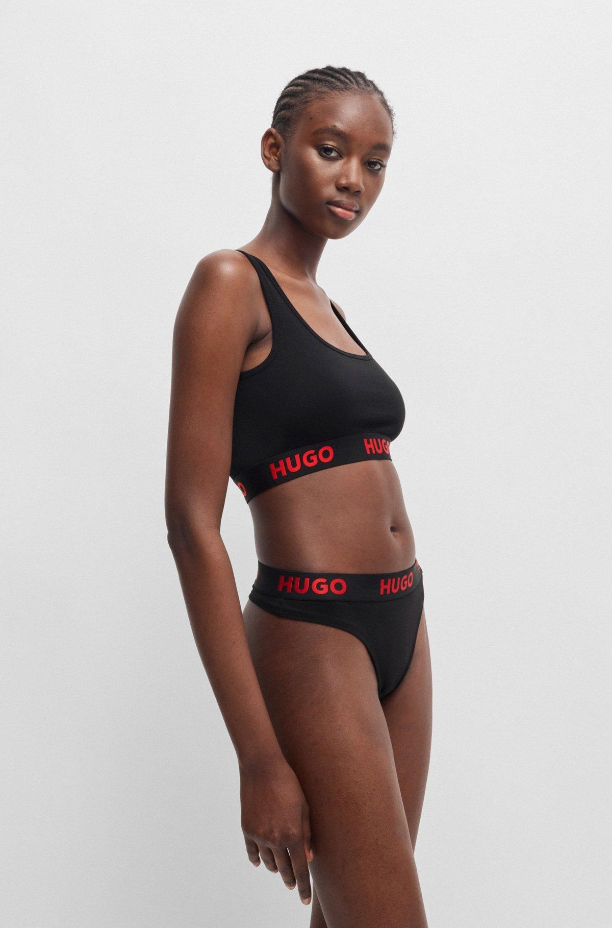 Logo-waistband thong briefs in stretch cotton Product Image