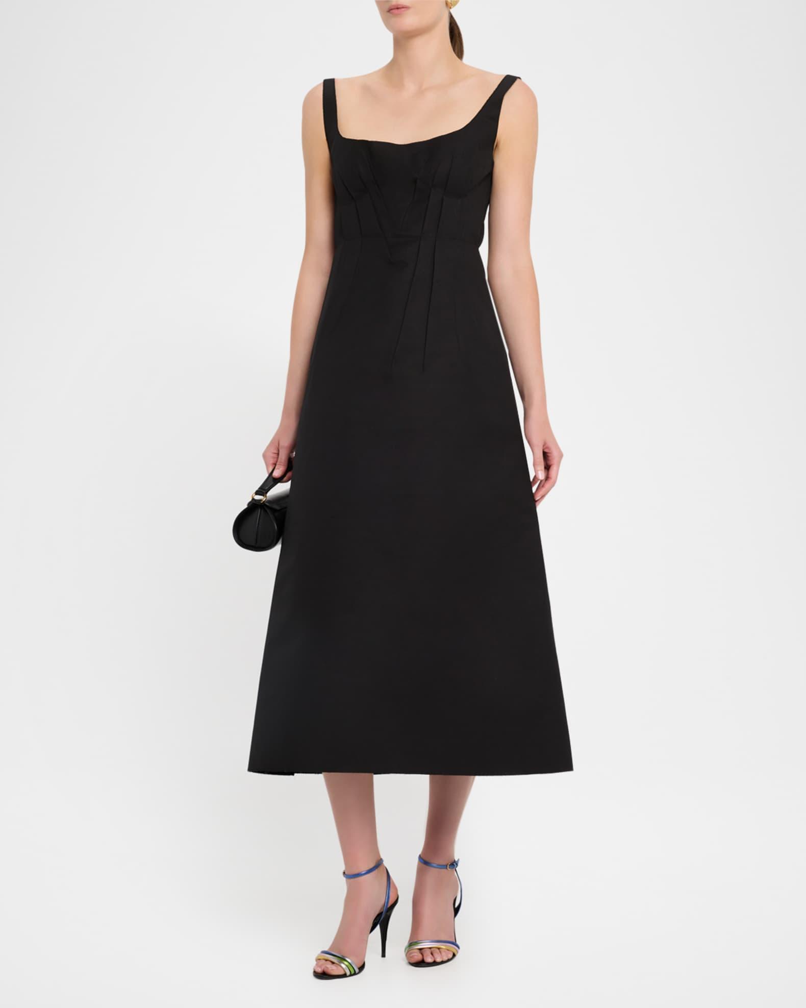 Pleated Bustier Sleeveless Midi Dress Product Image