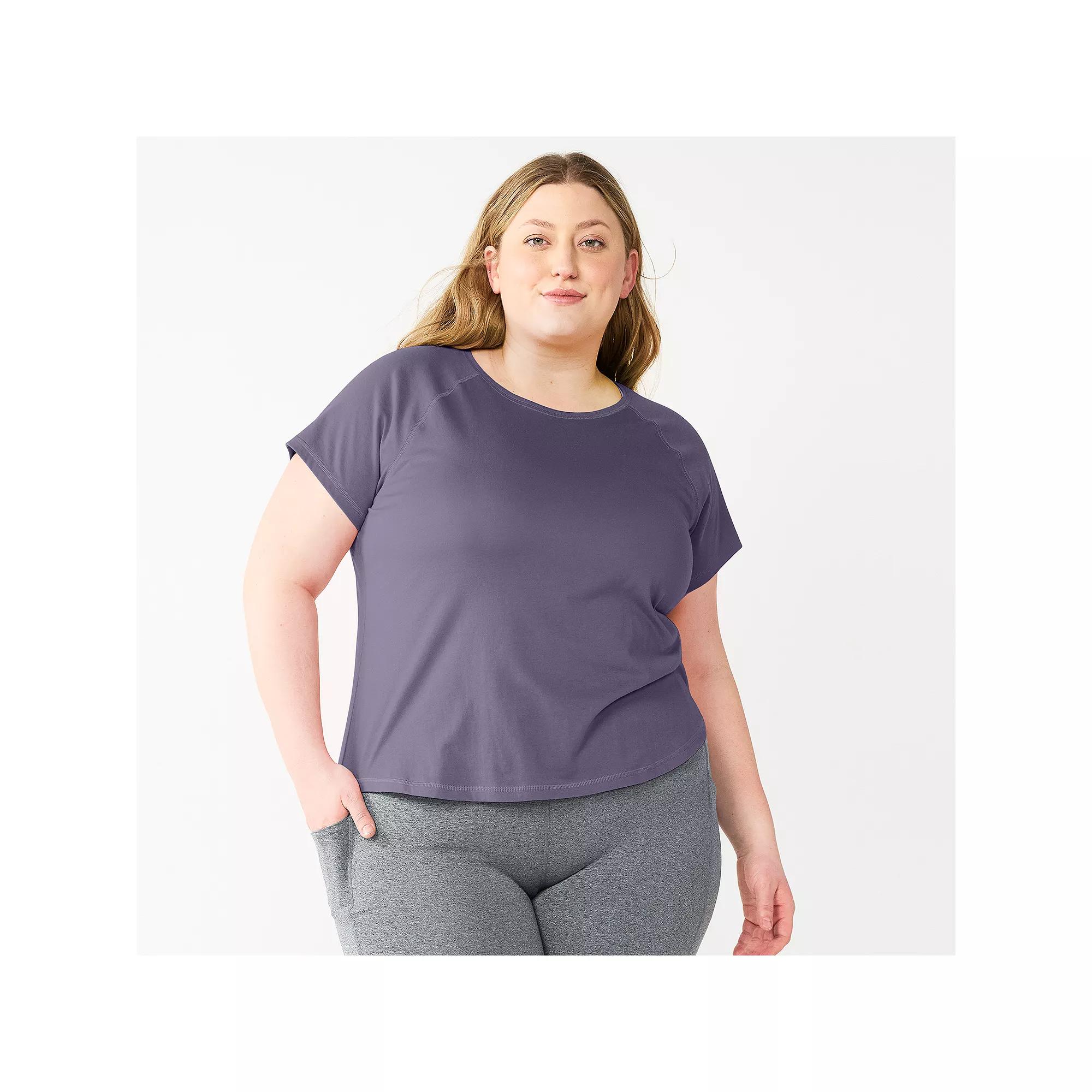 Plus Size Tek Gear® Core Raglan Tee, Women's, Size: 1XL, Purple Jelly Product Image