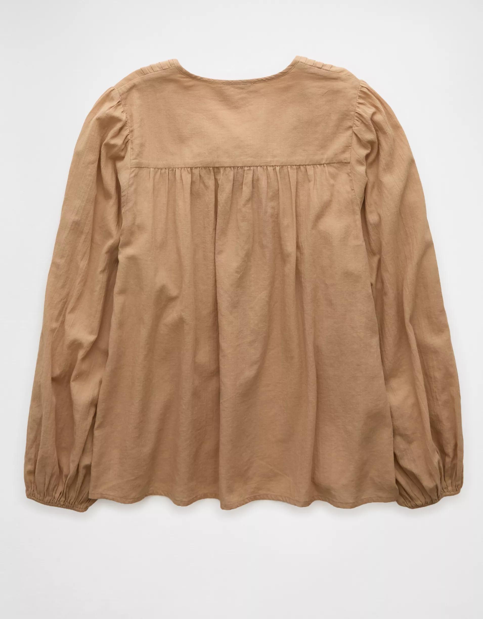 AE Long-Sleeve Breezy Boho Blouse Product Image
