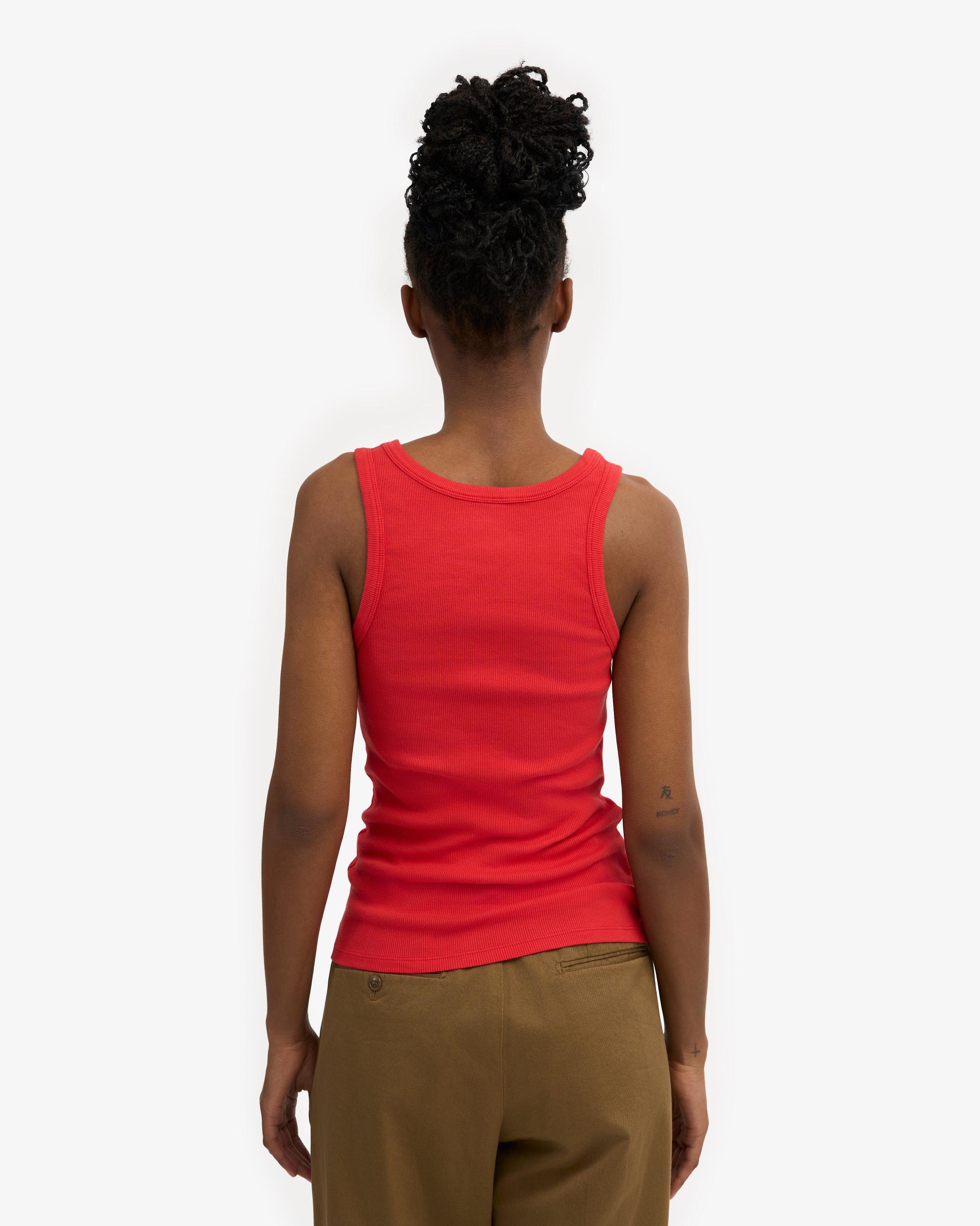 Women Organic Rib Tank Top - Red Tangerine Product Image