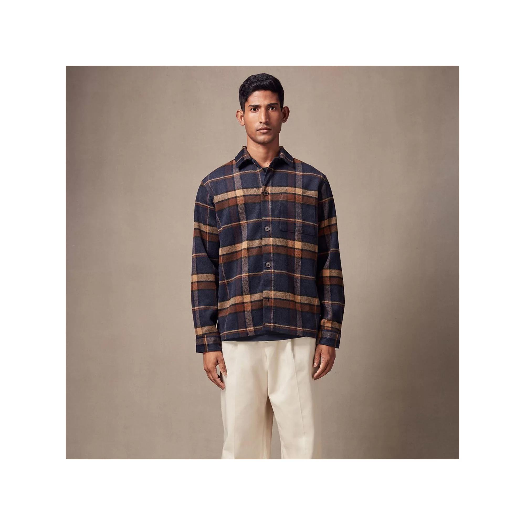 Men's NEXT Check Plaid Shacket, Size: Large, Blue Product Image