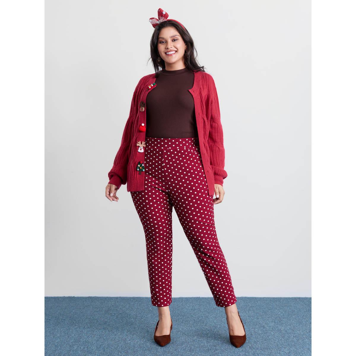 Plus Size Polka Dots Skinny-Fit Pants Women Scarlet Timeless Skinny Mid Rise Elegant Pants BloomChic 22-24/3X Product Image