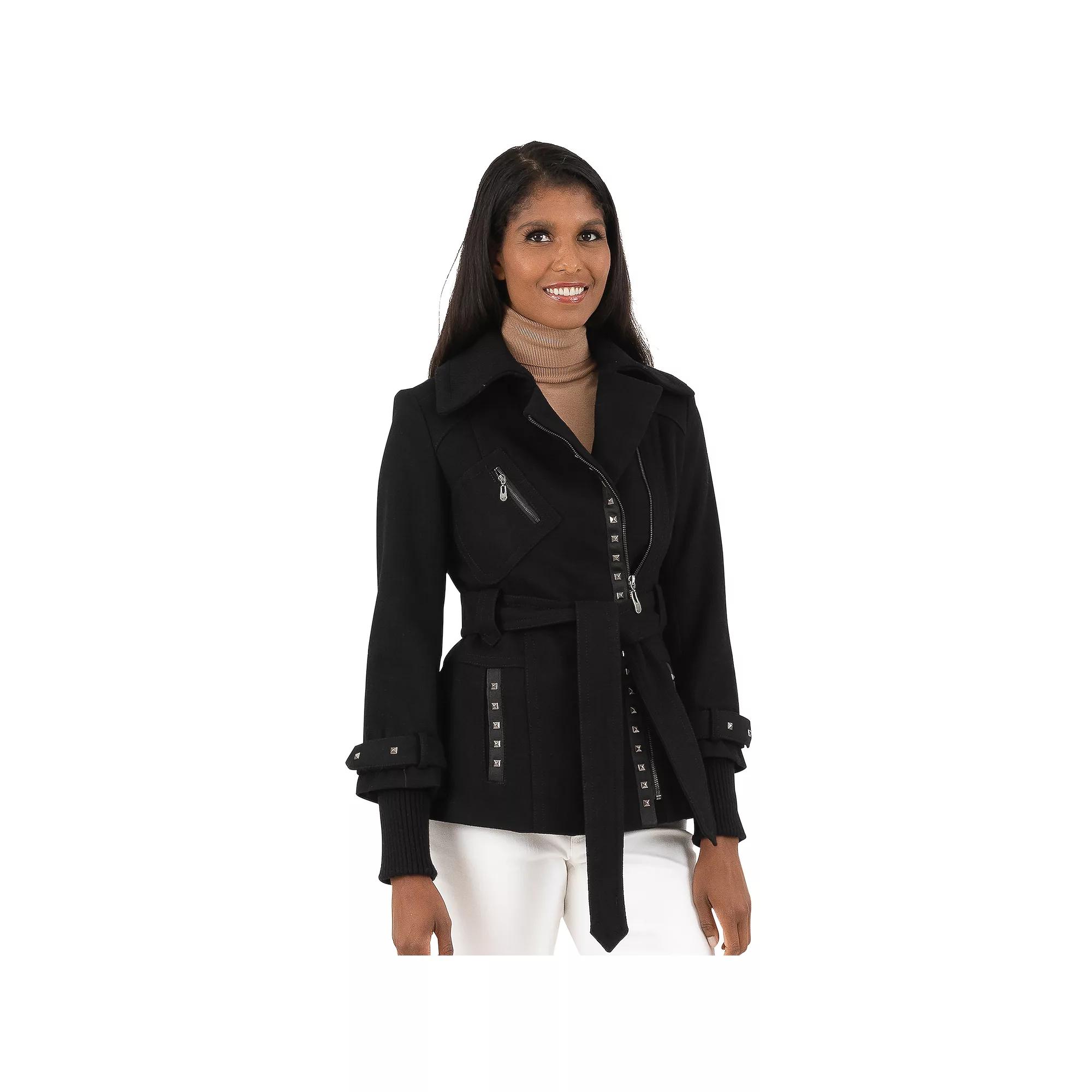 Women's Fleet Street Asymmetrical Belted Wool-Blend Coat,  Product Image