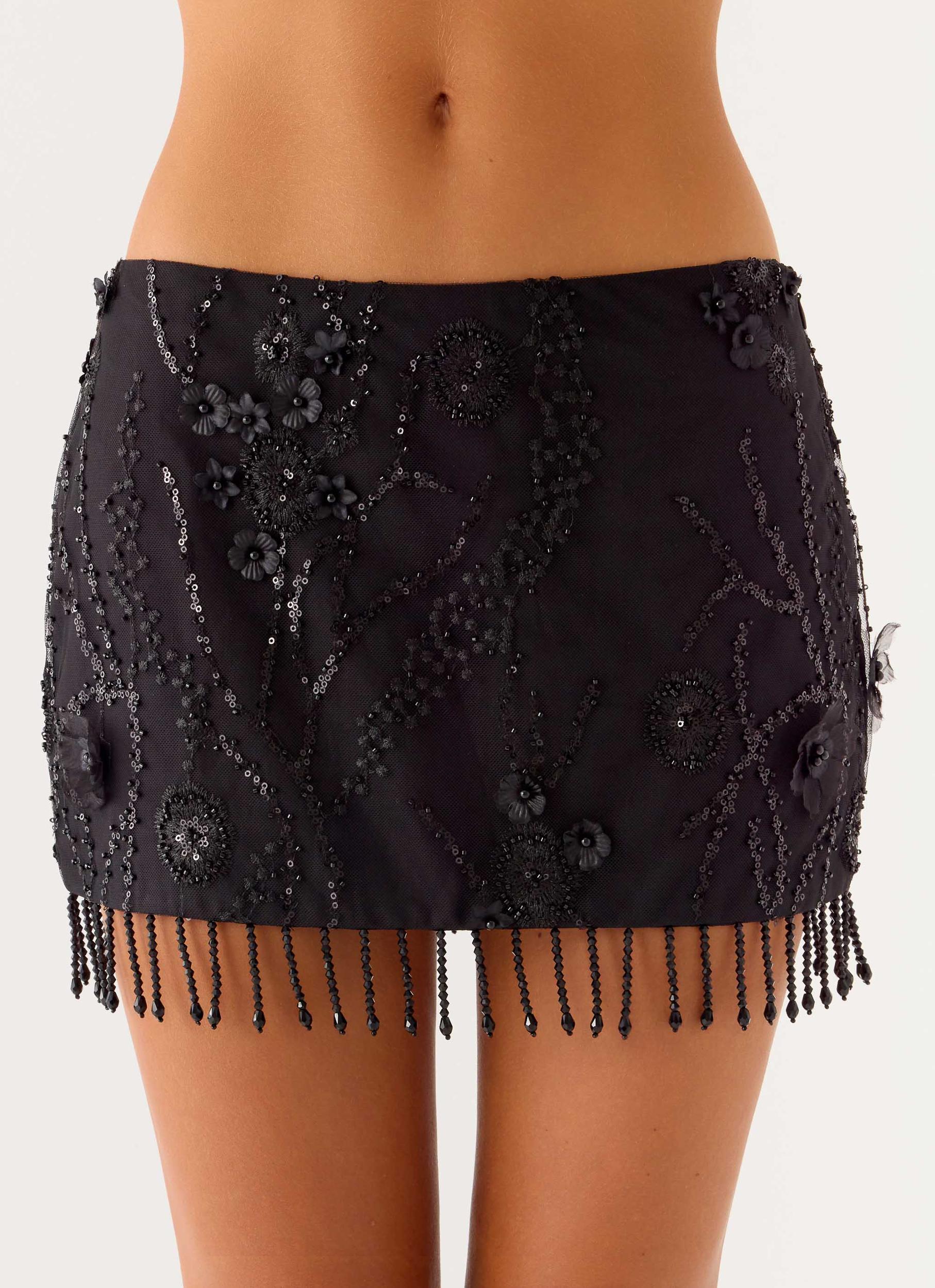 Overload Beaded Mini Skirt - Black Product Image