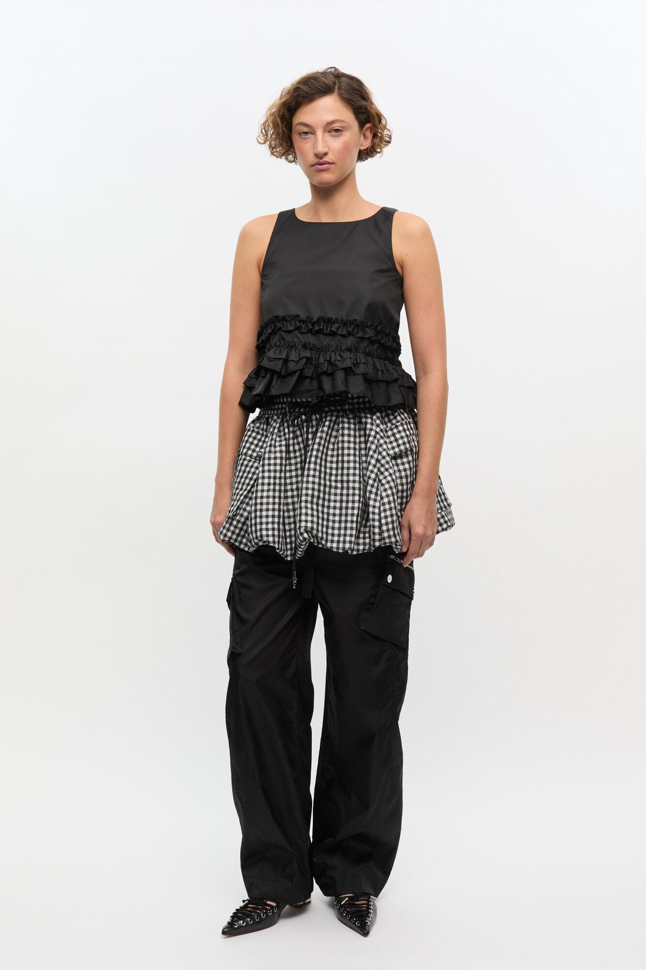 Black Duchesse Nylon Frill Top Product Image