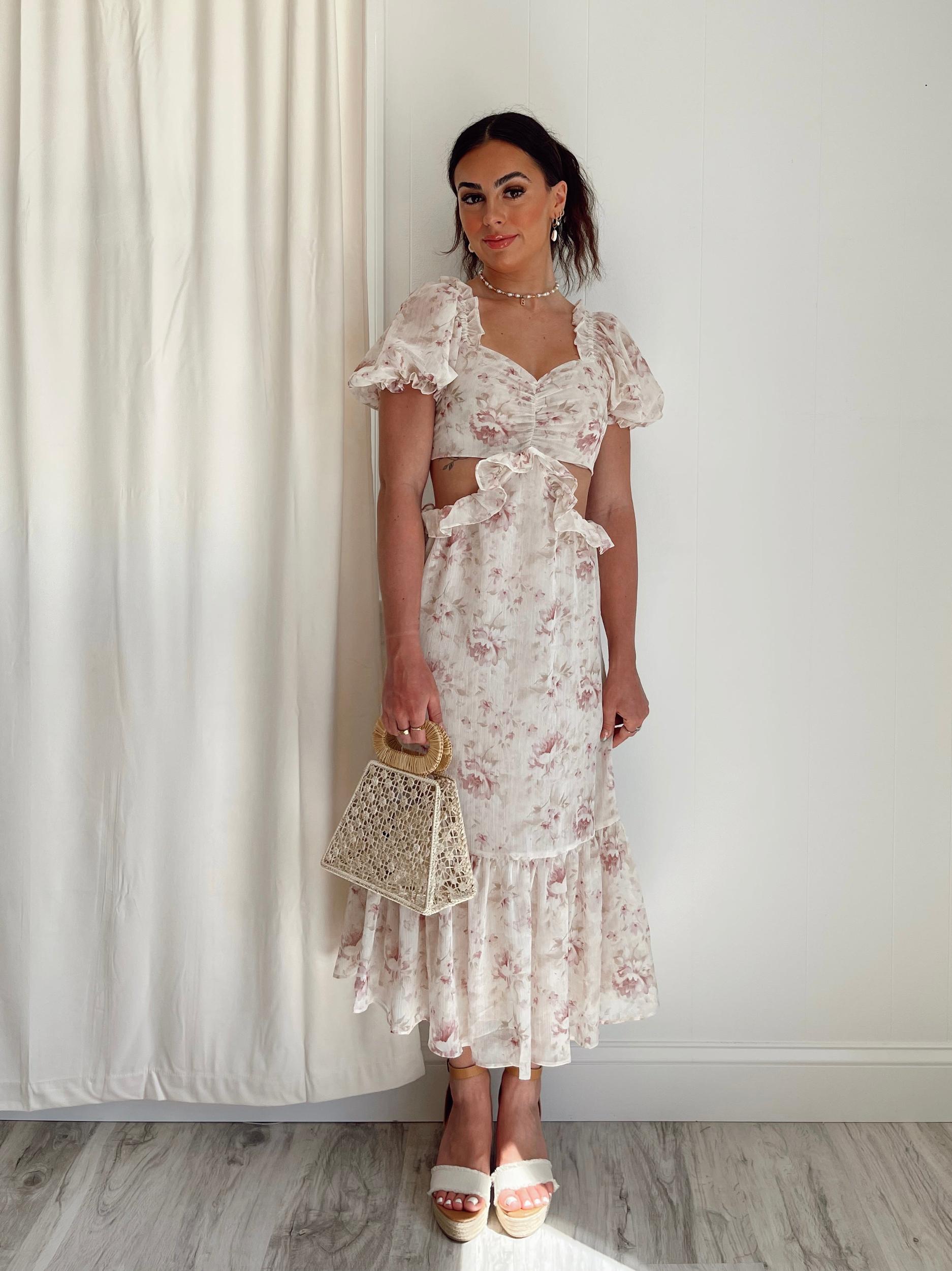 En Saison Kika Floral Cut Out Midi Dress FINAL SALE Product Image