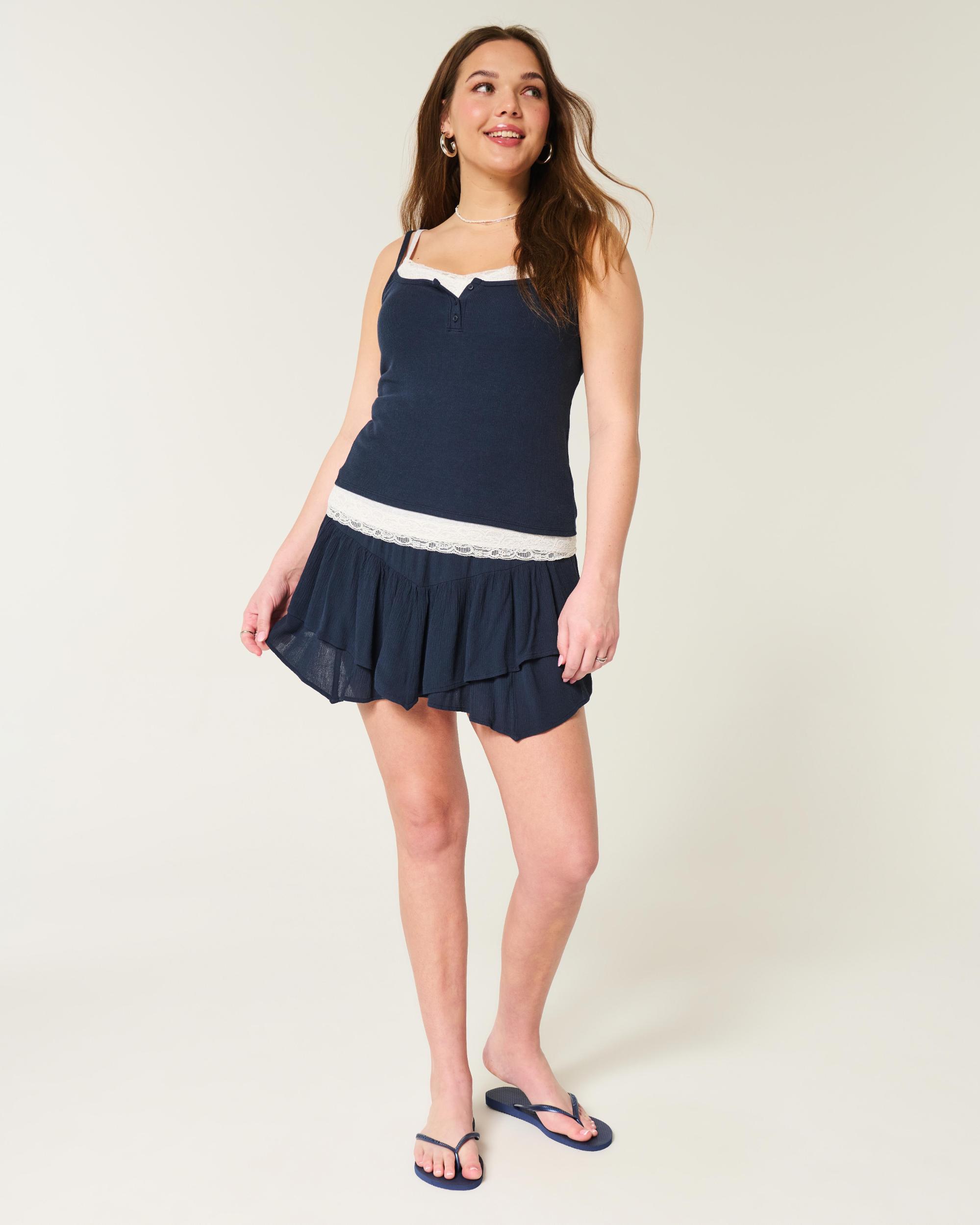 Asymmetrical Hem Tiered Mini Skort Product Image