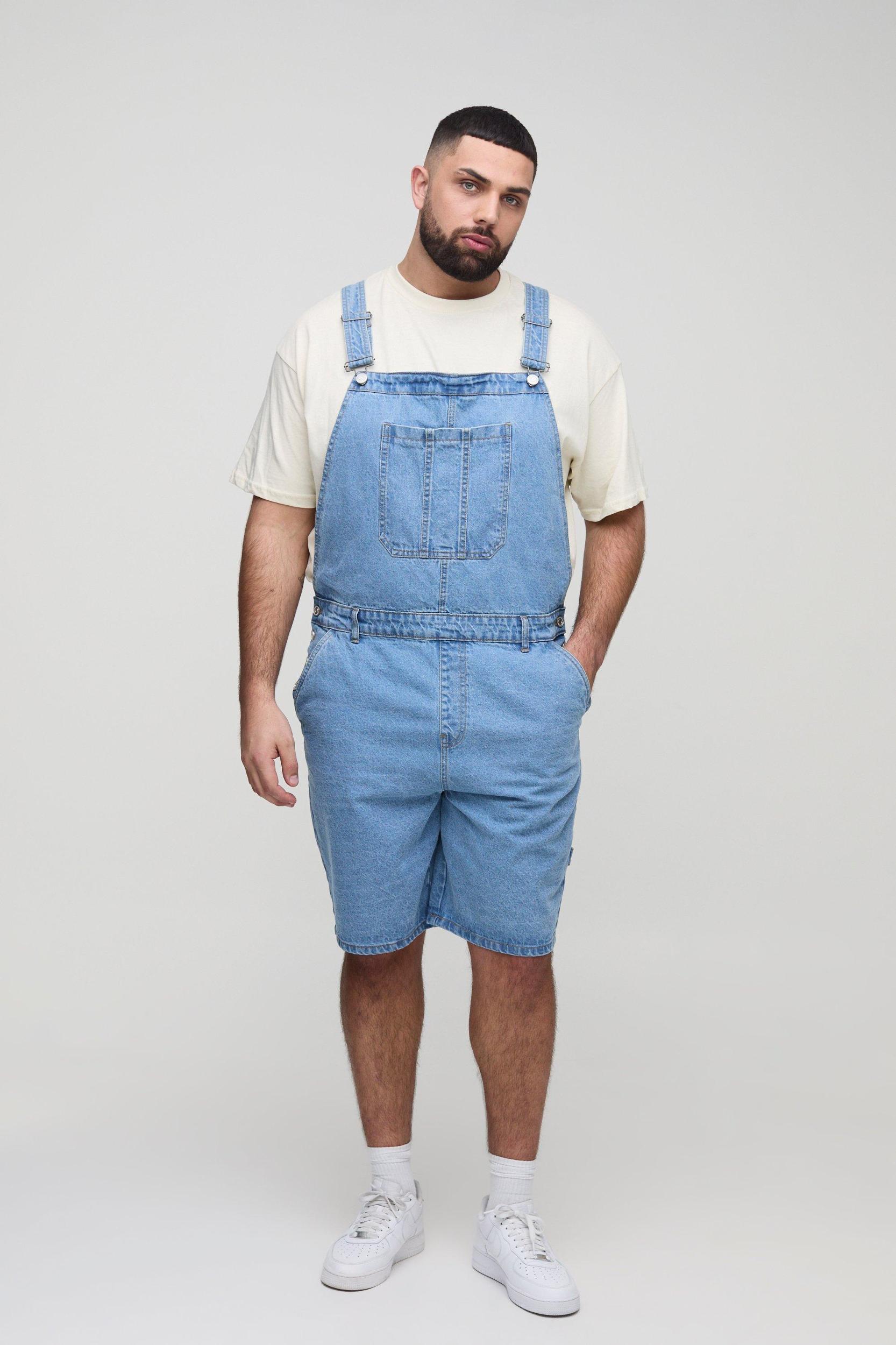 Plus Relaxed Fit Carpenter Short Dungaree | boohooMAN USA Product Image