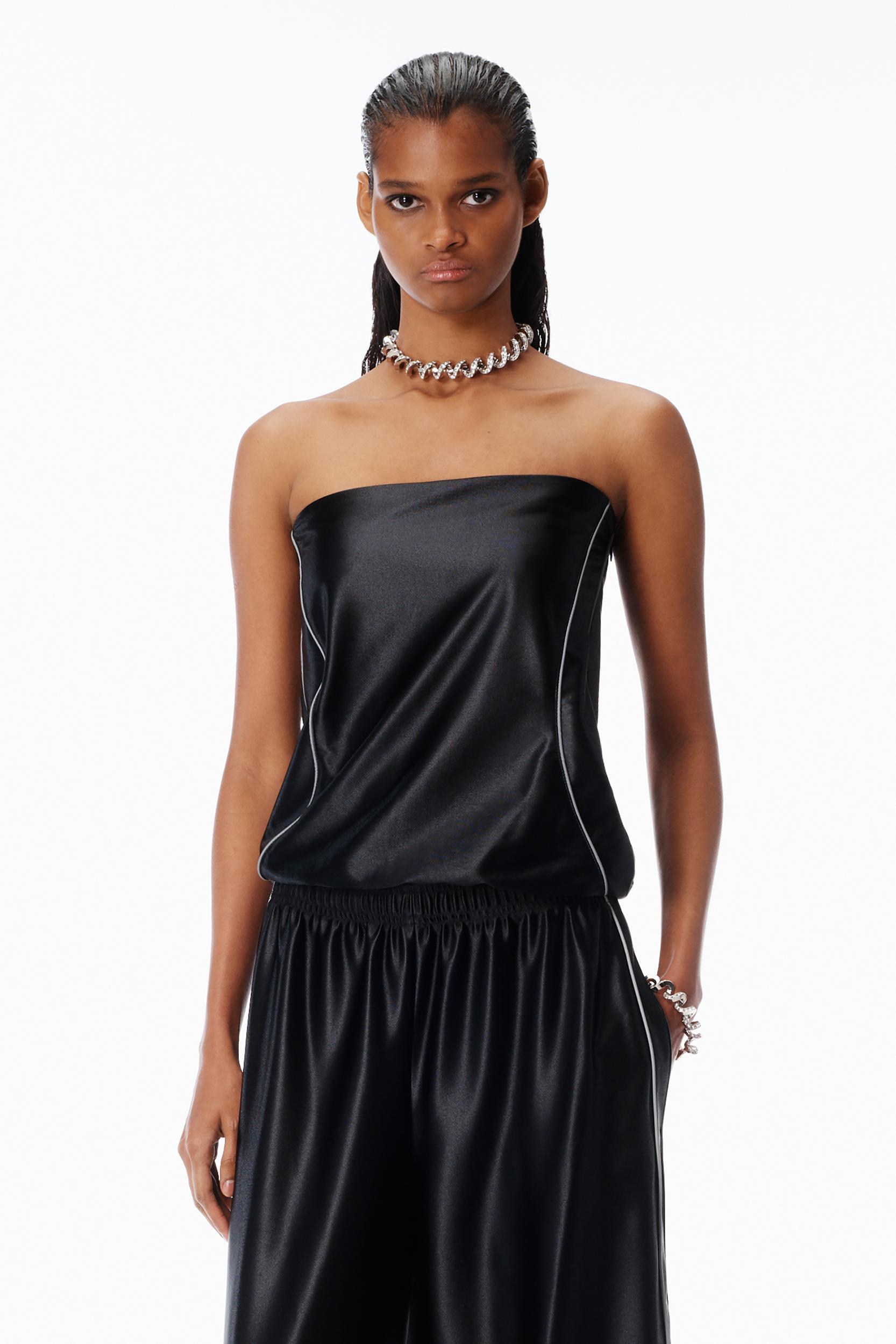 Ribbed Short-sleeve Dress In Satin Faille Product Image