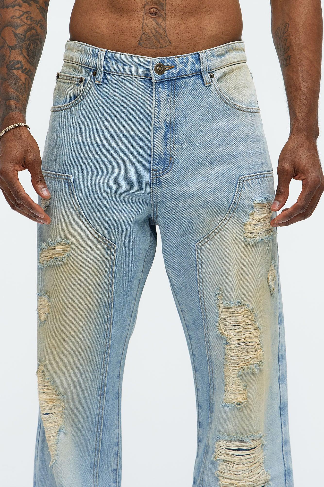Walk It Carpenter Distressed Straight Jeans - Vintage Blue Wash Product Image