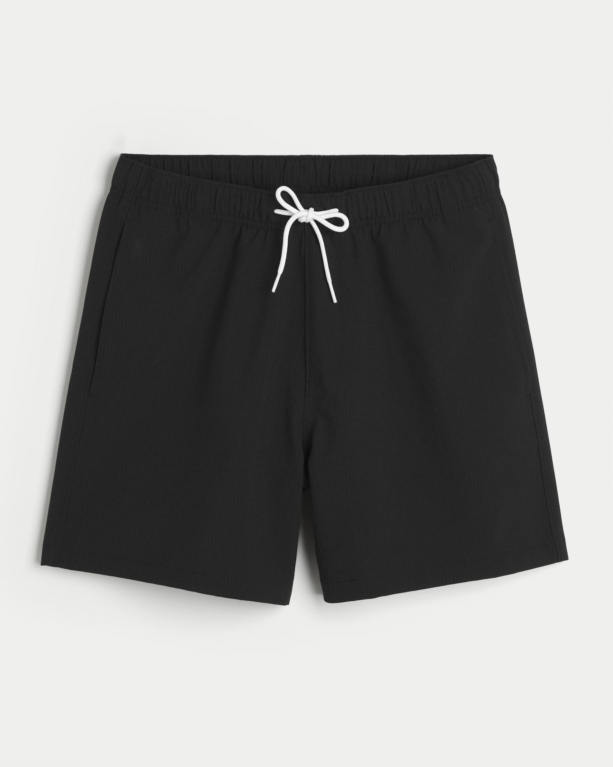 Mid-Thigh Seersucker Volley Swim Trunks Product Image