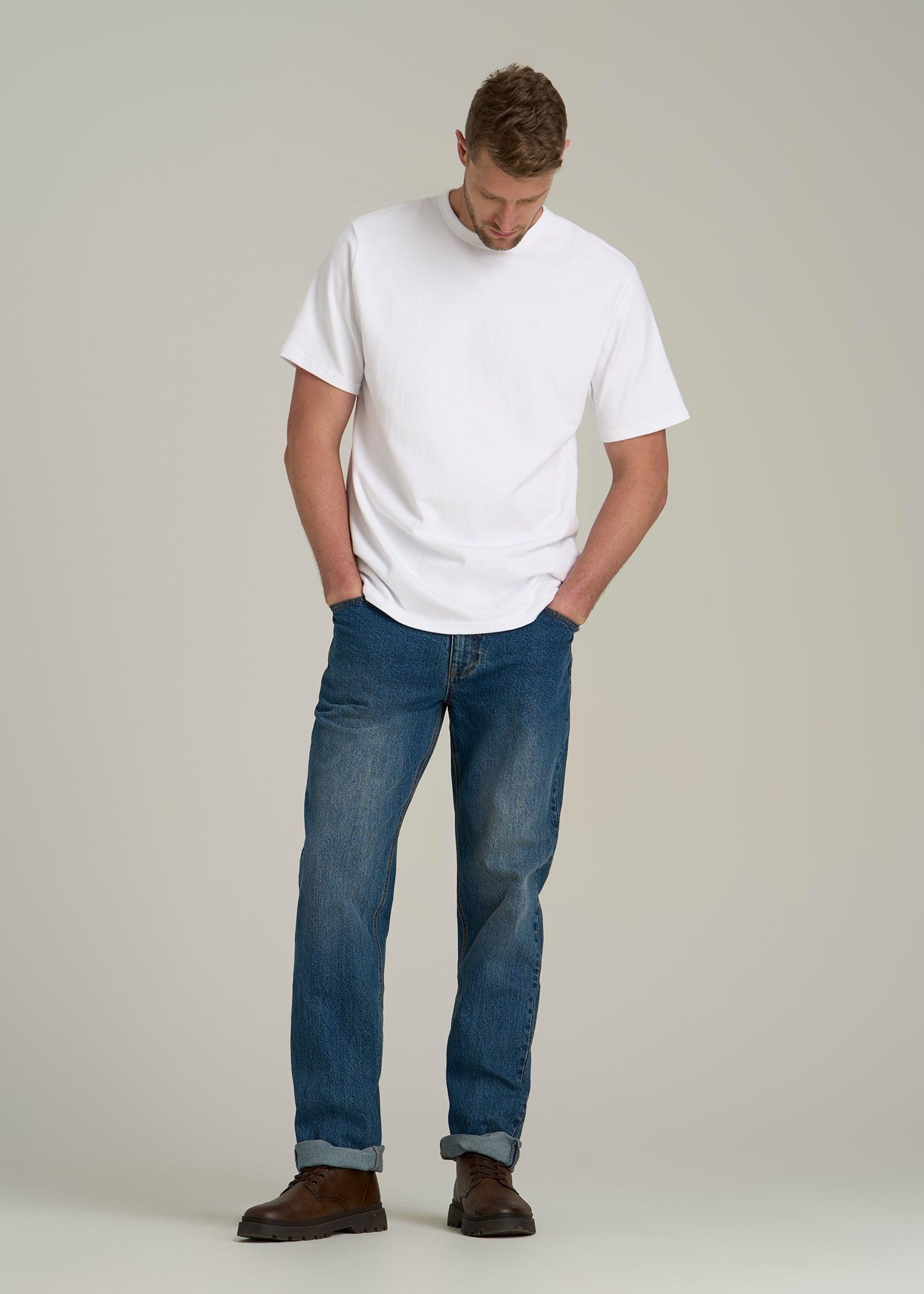 LJ&S Heavyweight Relaxed Fit Tee for Tall Men in White Male Product Image