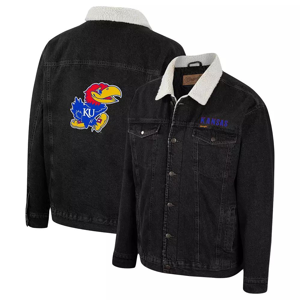 Men's Colosseum x Wrangler Charcoal Kansas Jayhawks Western Button-Up Denim Jacket,  Product Image