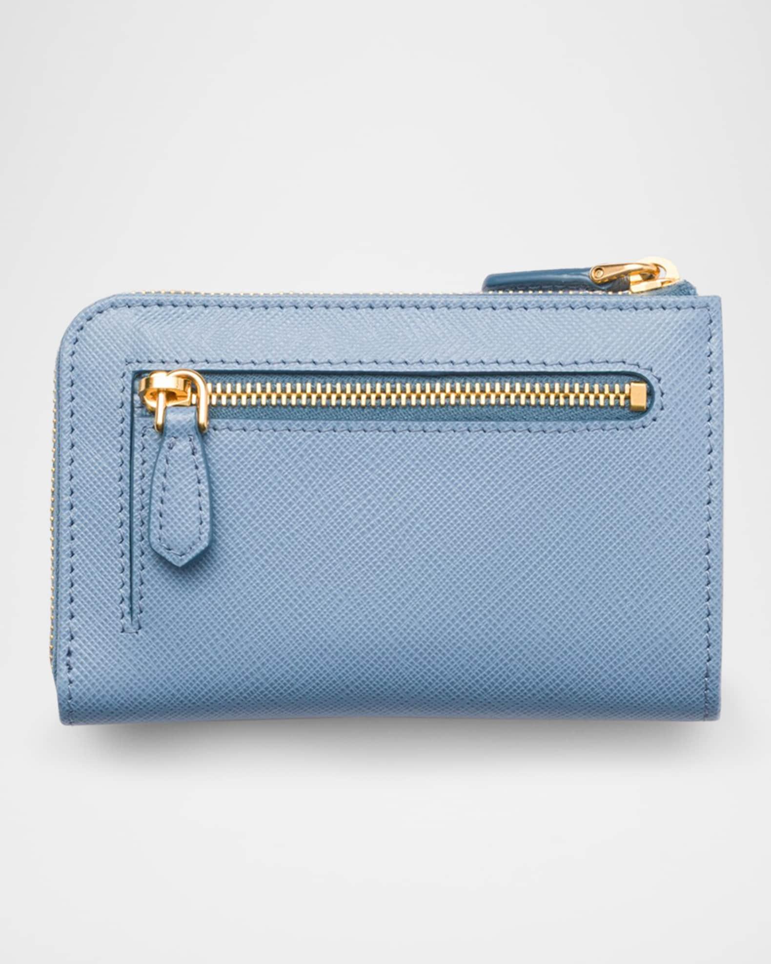 Triangle Logo Saffiano Leather Zip Card Case Product Image