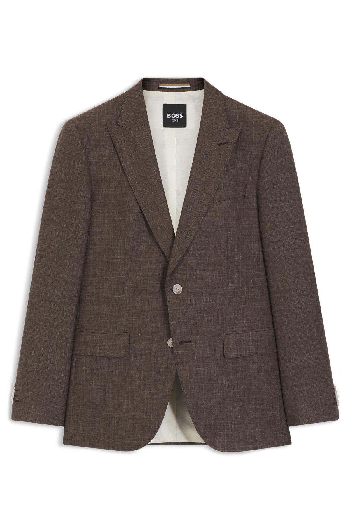 Slim-fit jacket in virgin wool, silk and linen Product Image